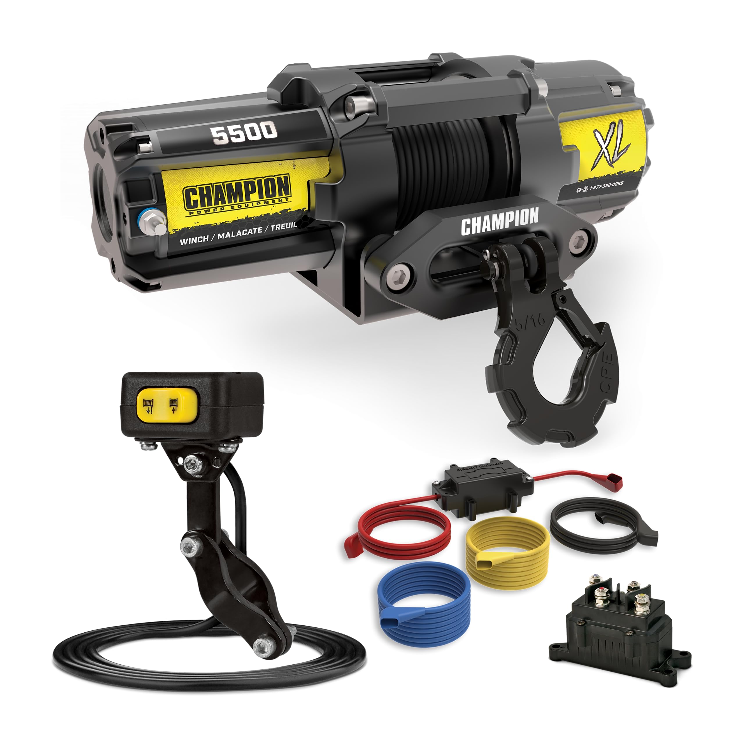 Champion Power Equipment XL 5500-lb. ATV/UTV Synthetic Rope Winch Kit