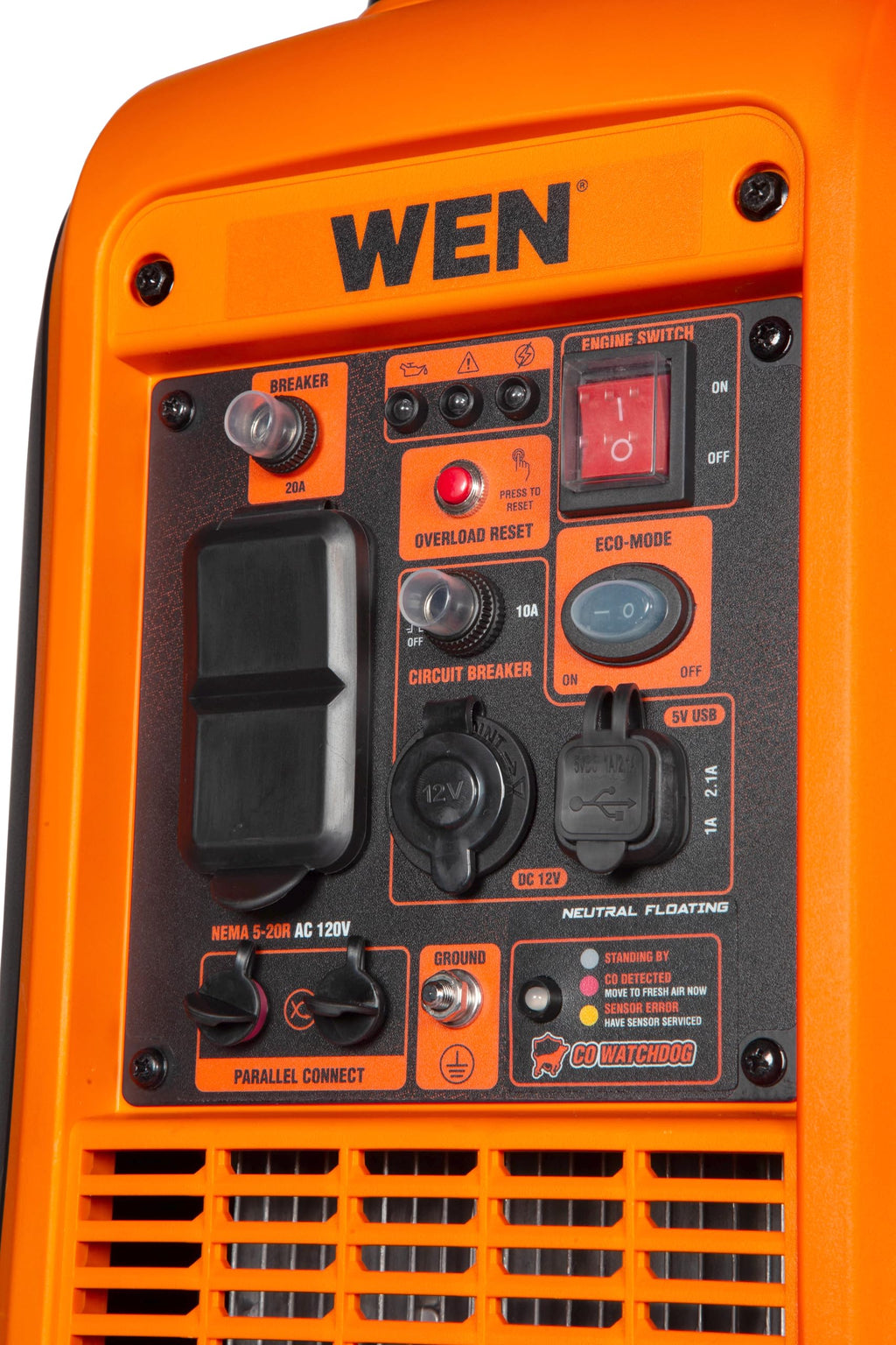 WEN 56235iX 2350-Watt Portable Inverter Generator with Fuel Shut Off and CO Sensor, Black