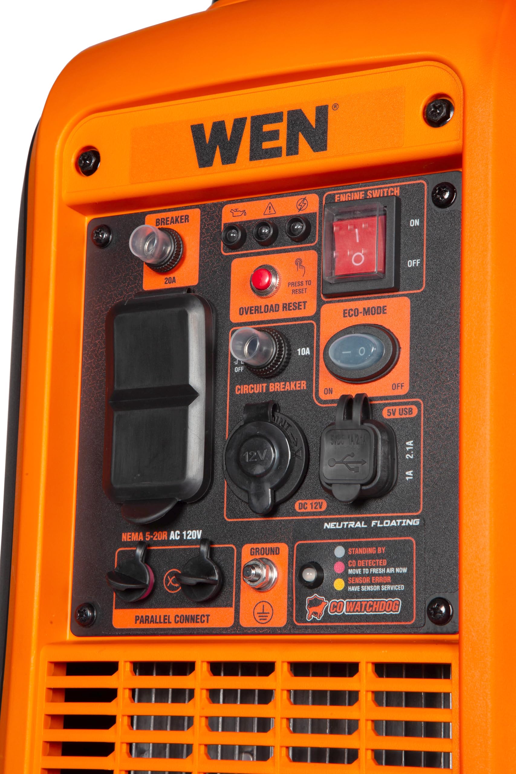 WEN 56235iX 2350-Watt Portable Inverter Generator with Fuel Shut Off and CO Sensor, Black