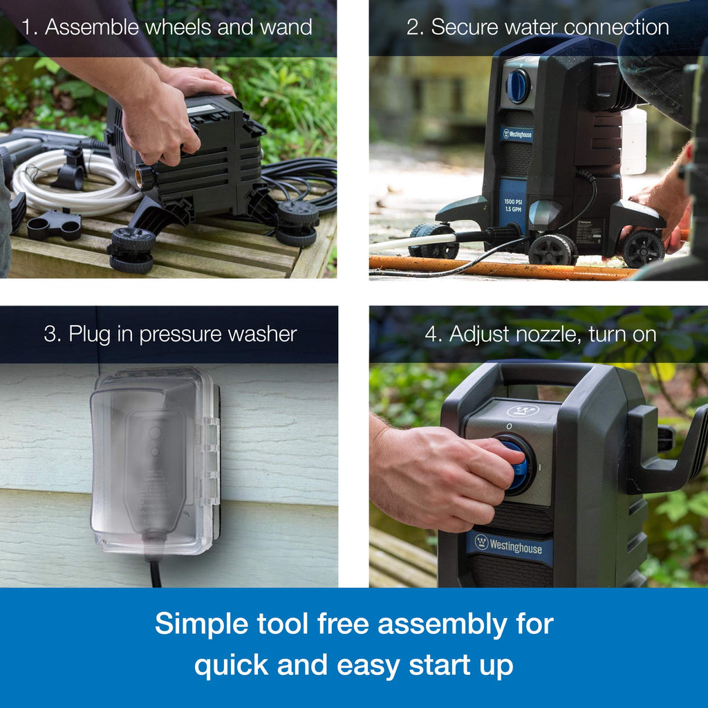 Westinghouse ePX2000 Electric Pressure Washer, 1500 Max PSI 1.5 Max GPM with Anti-Tipping Technology, Adjustable Spray Wand with Detachable Foam Cannon, for Cars/Fences/Driveways/Home/Patio/ Furniture