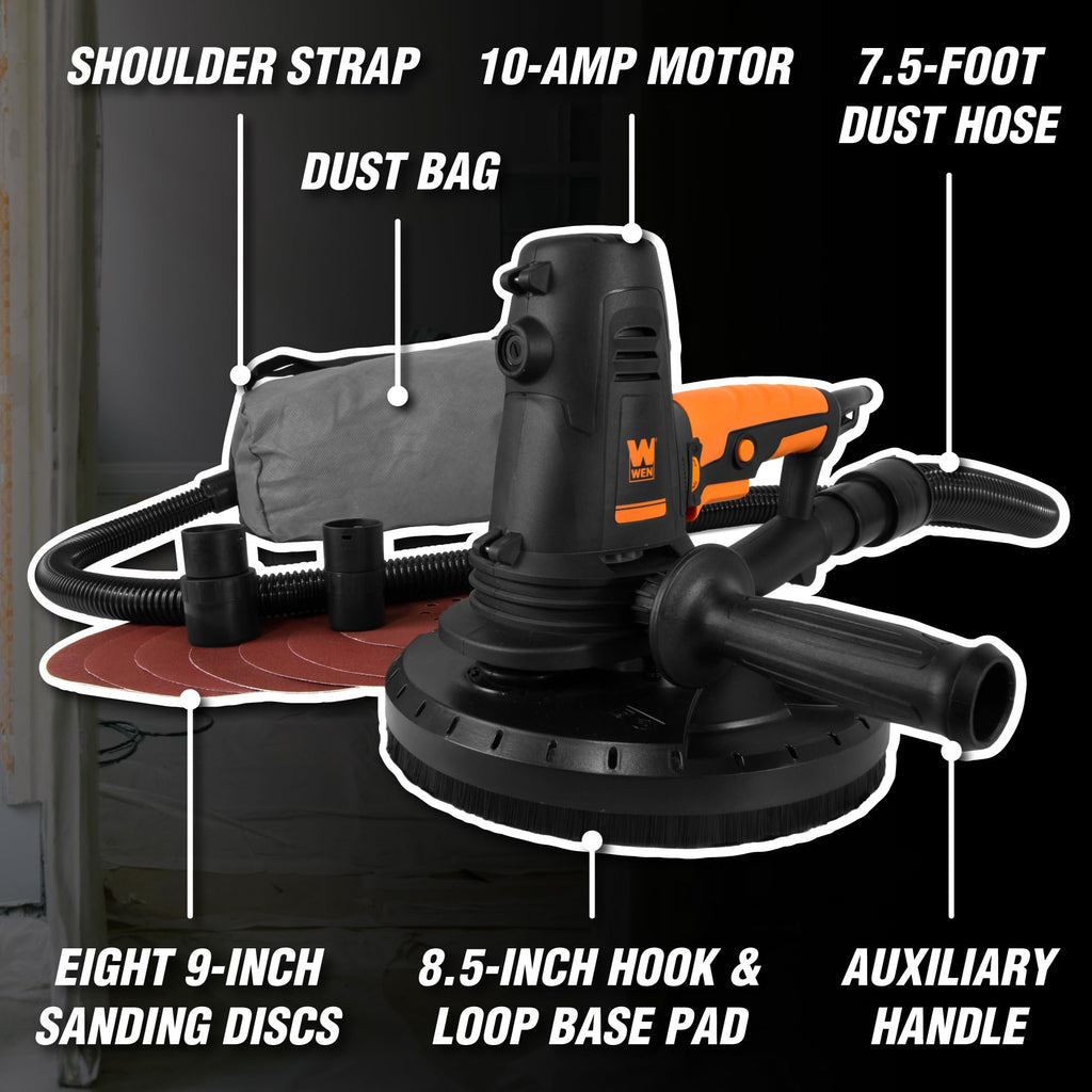 WEN DW5062 Variable Speed 5-Amp Drywall Sander with 15-Foot Dust Hose , Black
