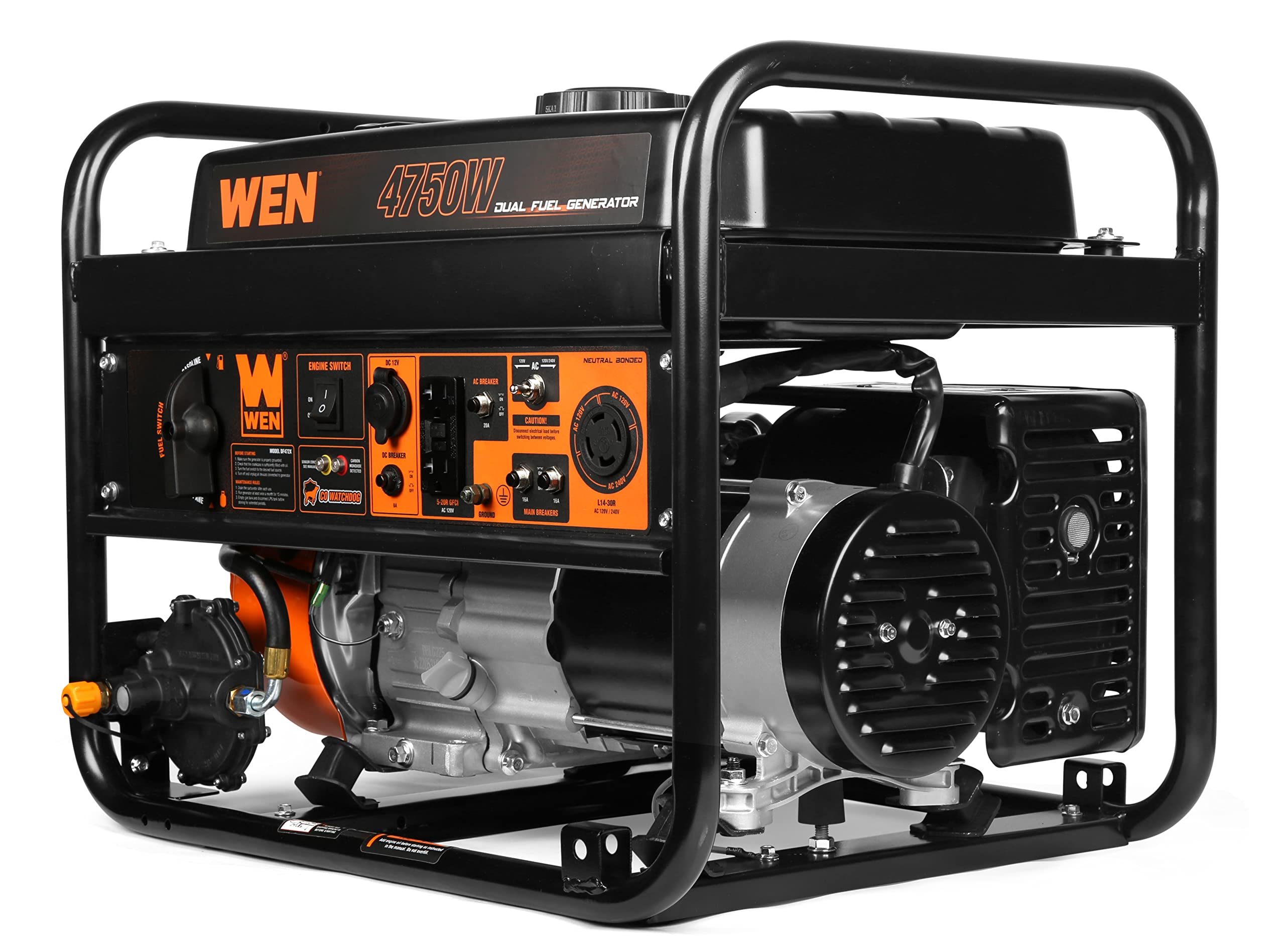 WEN DF472X 4750-Watt 120-Volt/240-Volt Dual Fuel Portable Generator with CO Shutdown Sensor