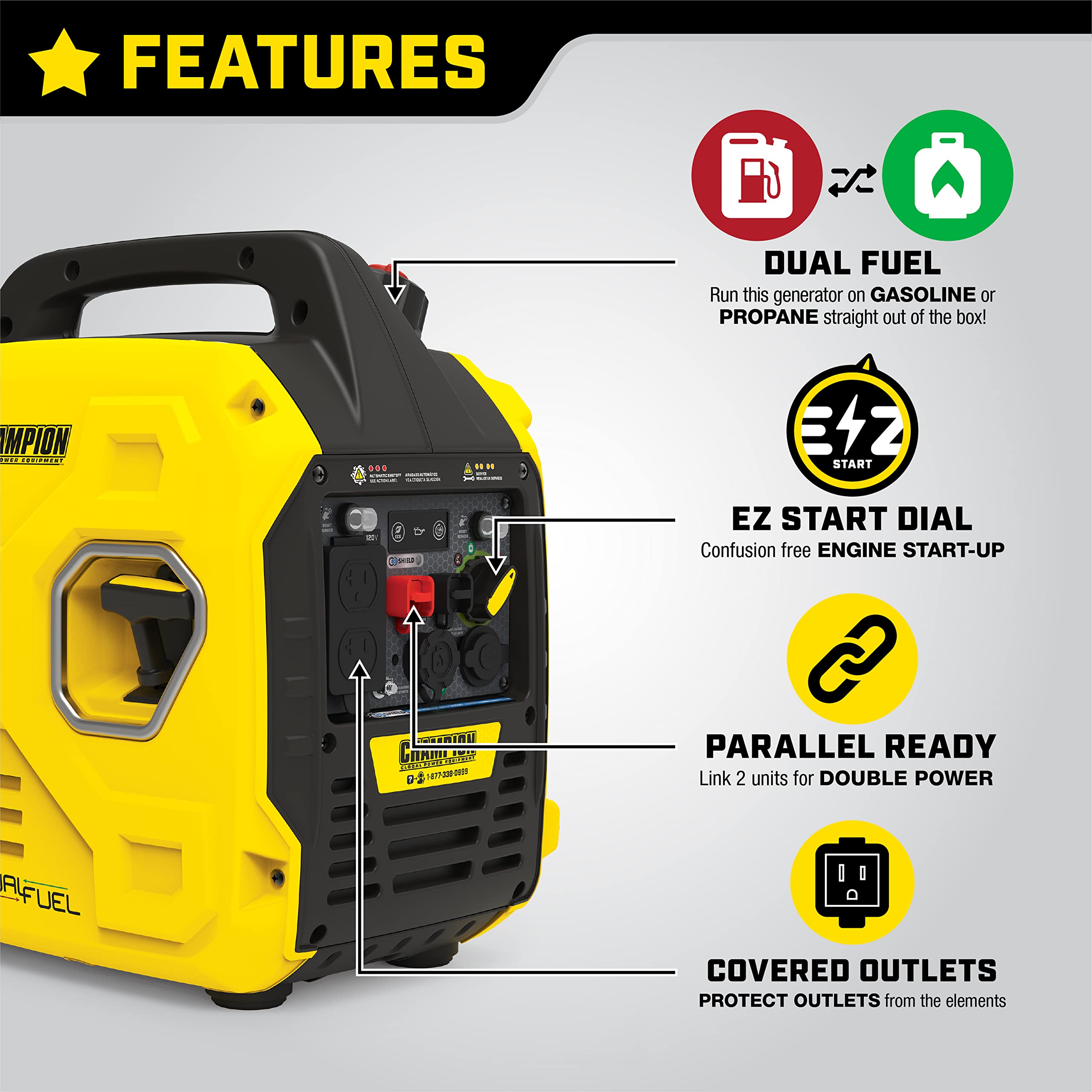 Champion Power Equipment 3500-Watt Portable Inverter Generator with Quiet Technology and CO Shield