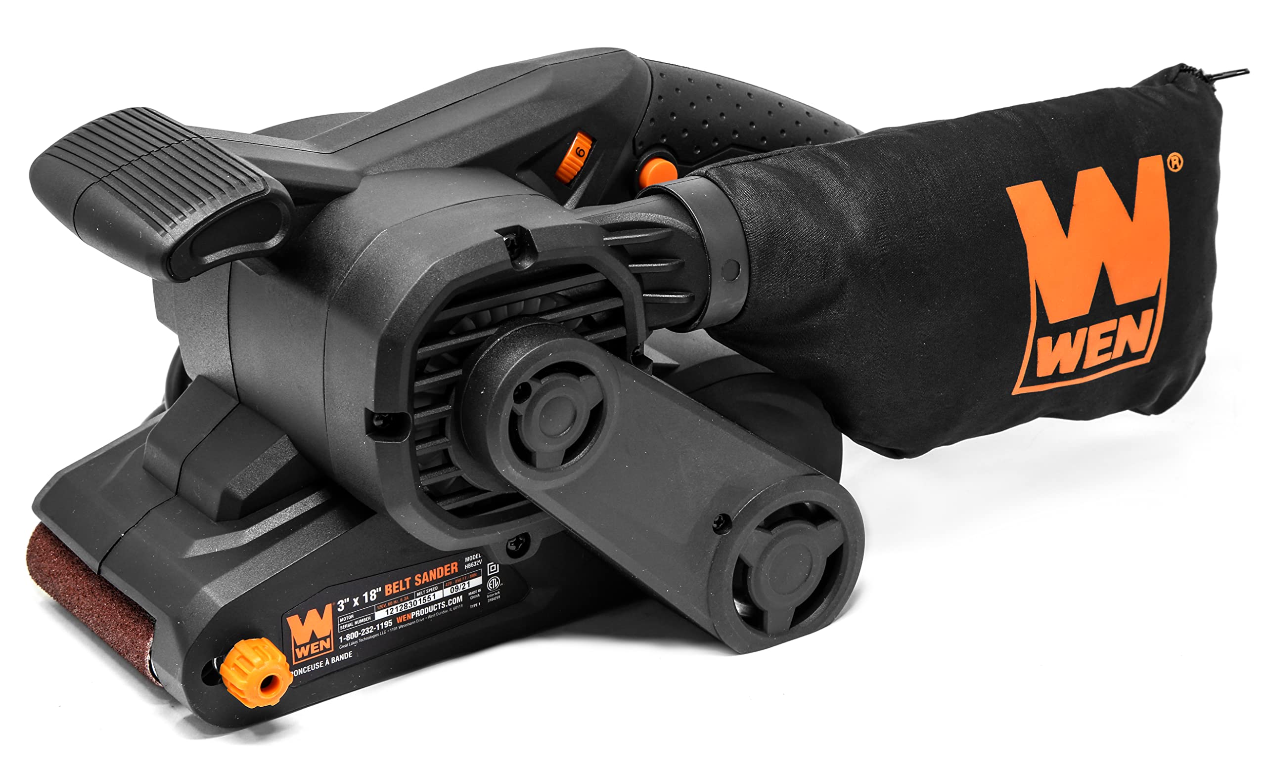 WEN 20418 20V Max Cordless Belt Sander, Variable Speed, Handheld and Portable with 4.0Ah Battery and Charger