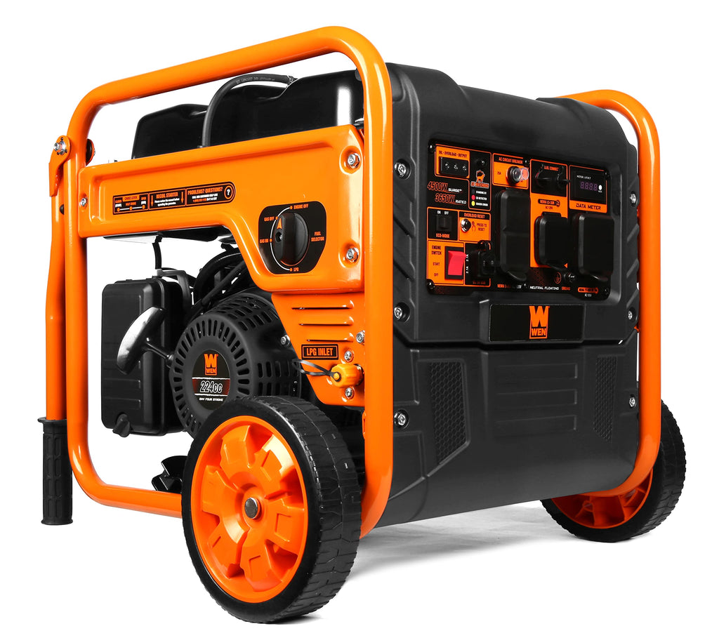 WEN GN400i RV-Ready 4000-Watt Open Frame Inverter Generator, CARB Compliant, Black/orange