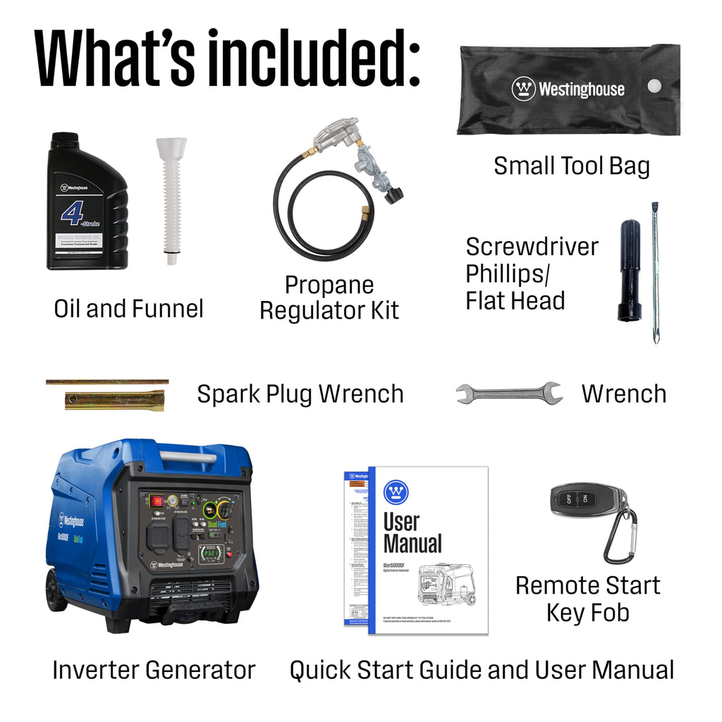 Westinghouse 5000 Peak Watt Super Quiet Portable Inverter Generator, Remote Electric Start with Auto Choke, Wheel & Handle Kit, RV Ready, Gas Powered, Parallel Capable