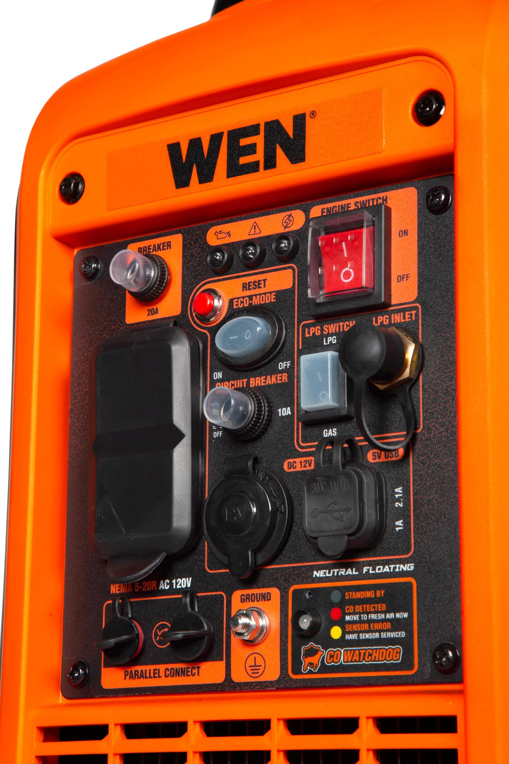 WEN 56235iX 2350-Watt Portable Inverter Generator with Fuel Shut Off and CO Sensor, Black