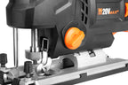 WEN Cordless Jigsaw, Brushless with Auto-Speed, 20V Max 4.0Ah Lithium Ion Battery, and Charger (20670)