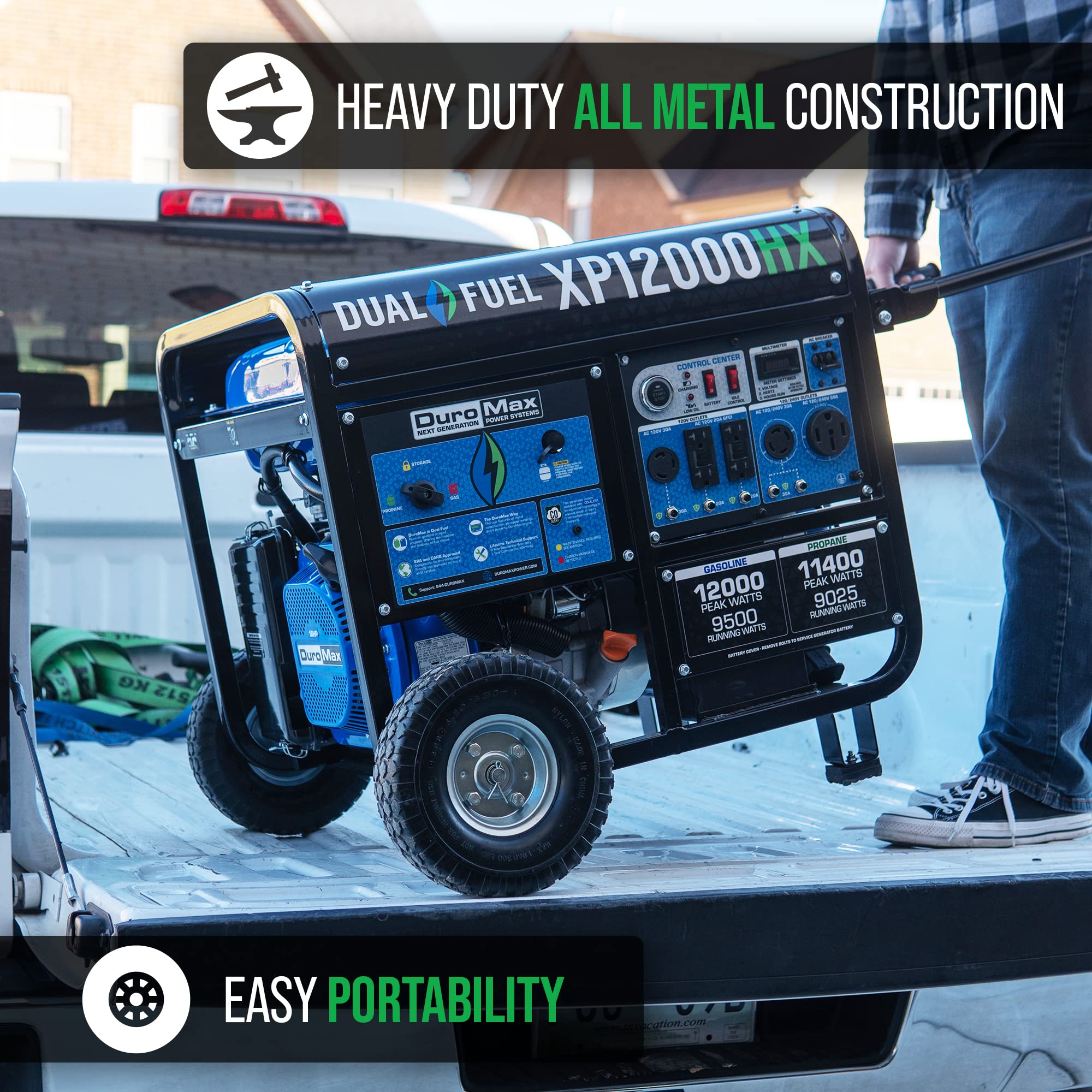 DuroMax XP15000HXT+ 15,000 Watt Portable Tri Fuel EFI Portable Generator - 50 State Approved