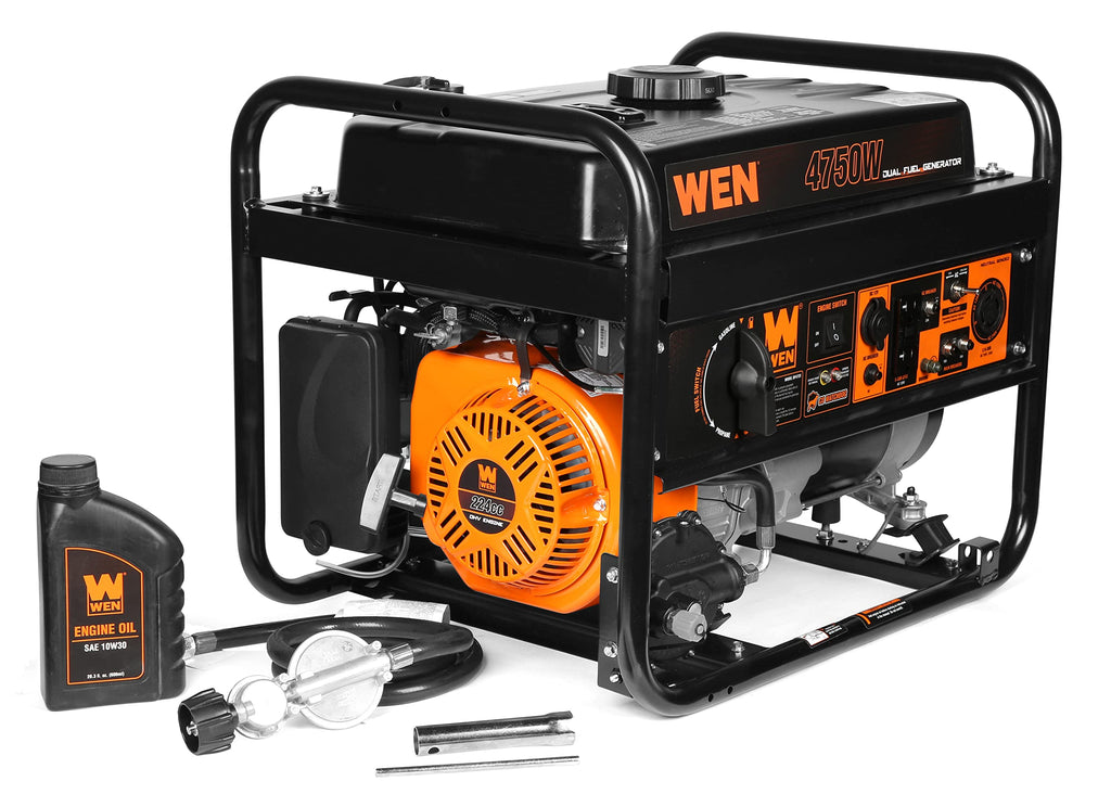 WEN DF472X 4750-Watt 120-Volt/240-Volt Dual Fuel Portable Generator with CO Shutdown Sensor