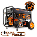 WEN 4,750-Watt 120V/240V Dual Fuel Portable Generator with Wheel Kit and Electric Start (DF475T)