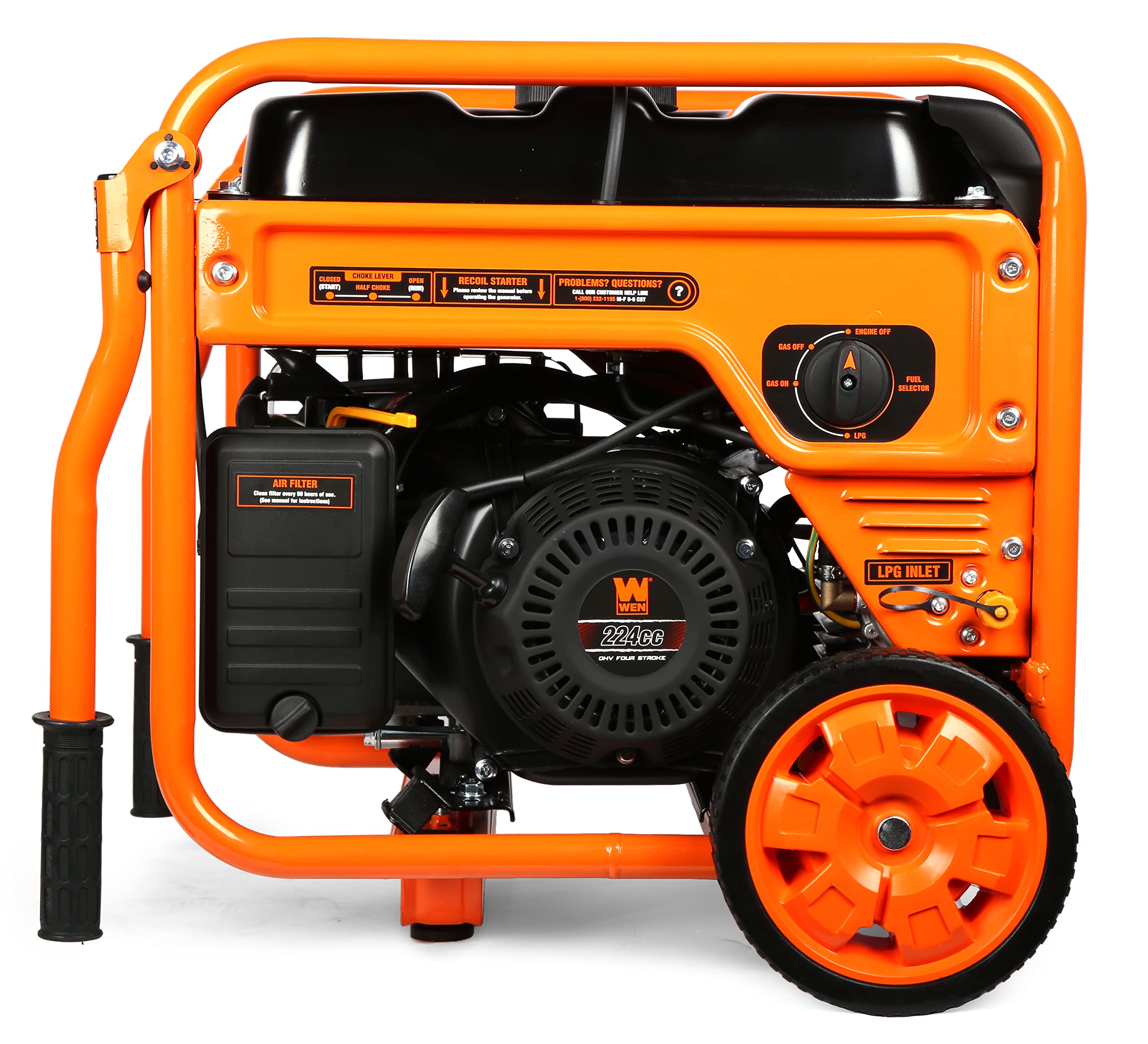 WEN GN400i RV-Ready 4000-Watt Open Frame Inverter Generator, CARB Compliant, Black/orange