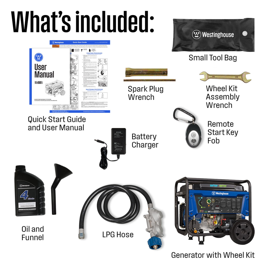 Westinghouse Outdoor Power Equipment 12500 Peak Watt Home Backup Portable Generator, Remote Electric Start with Auto Choke, Transfer Switch Ready 30A & 50A Outlets, Gas Powered