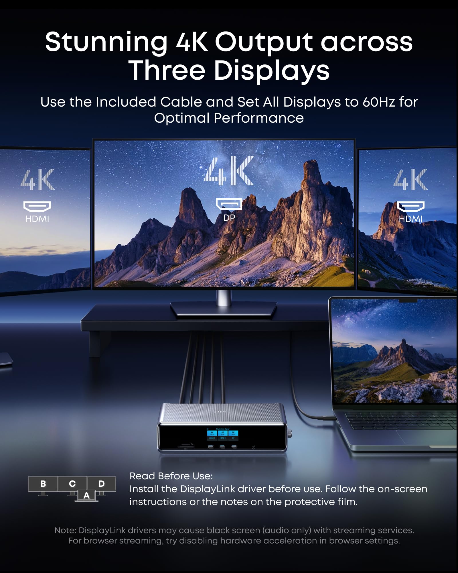 Anker Prime Docking Station (DL7400), 14-Port Triple Display with DisplayLink, 140W Max, Smart Display, Triple 4K 60Hz, Cooling Fan, for Windows Laptops (The Latest DisplayLink Driver Must Installed)