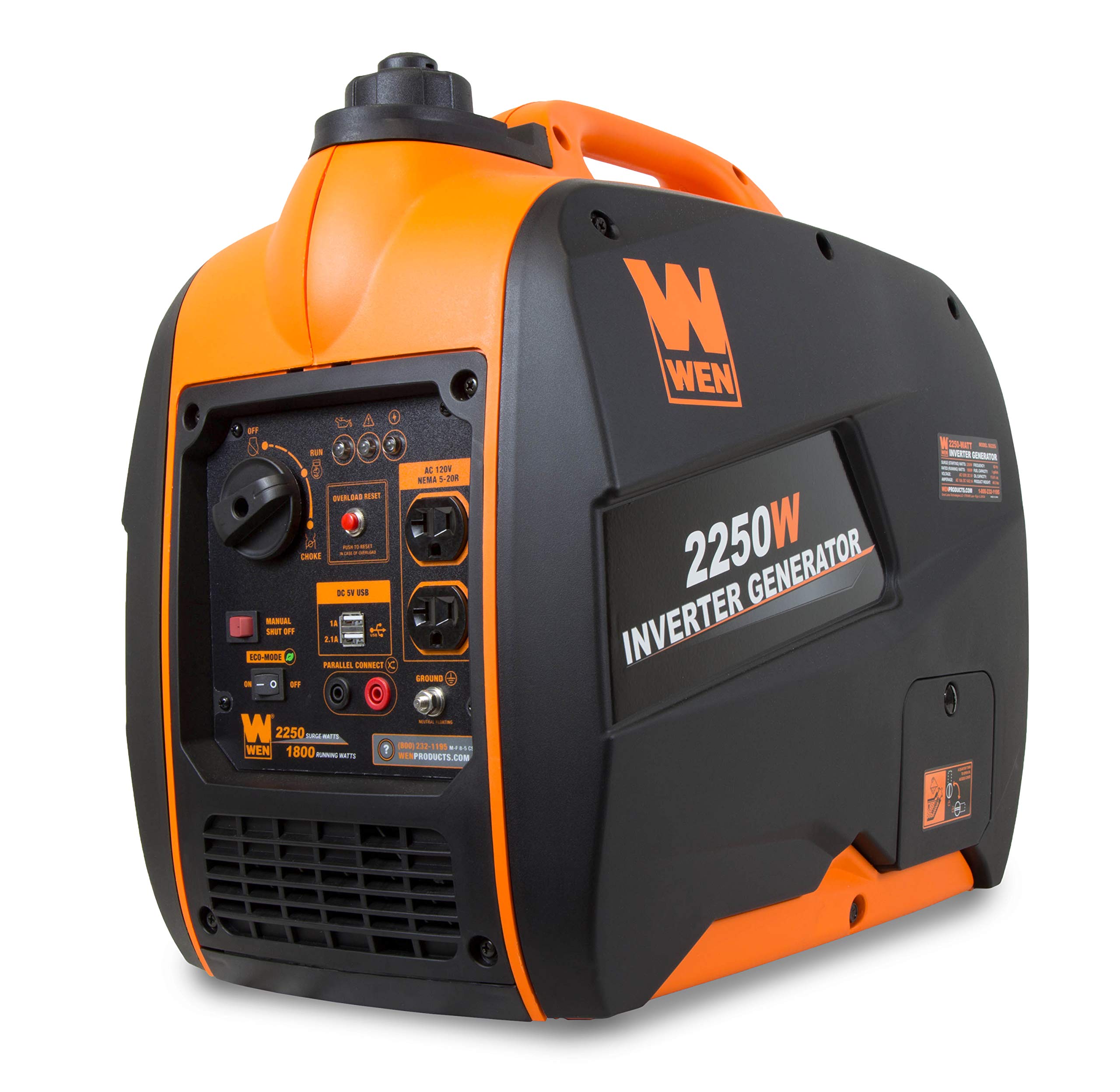 WEN 56235iX 2350-Watt Portable Inverter Generator with Fuel Shut Off and CO Sensor, Black