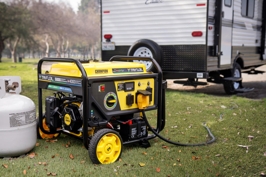 Champion Power Equipment 5000-Watt Electric Start Tri Fuel RV Ready Portable Generator with Free 3-Year Warranty