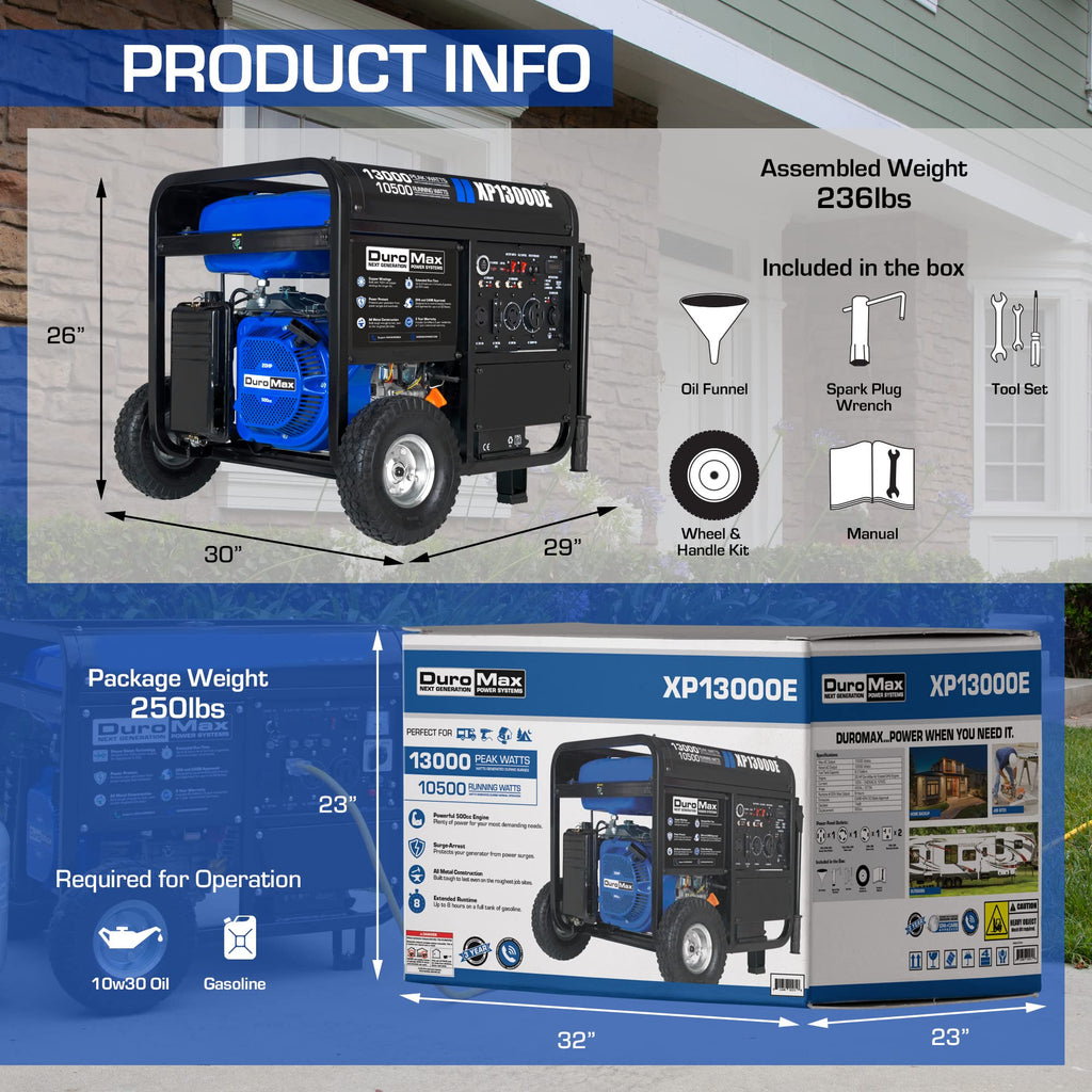DuroMax XP5500EH 5,500-Watt Dual Fuel Portable Generator - Gas & Propane, Electric Start, RV & Emergency Ready