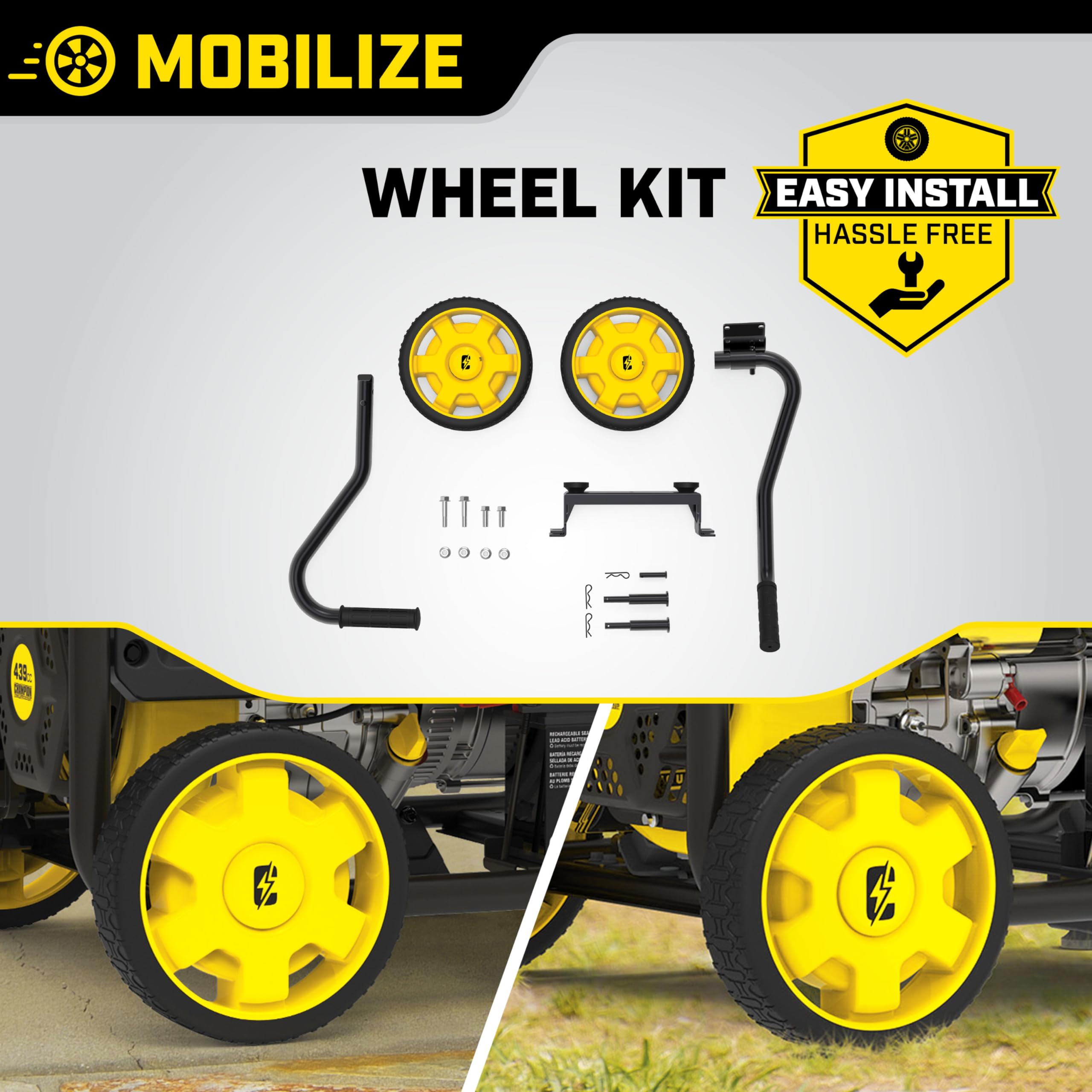 Champion Power Equipment Wheel Kit with Folding Handle and Never Flat Tires, for 2800-4750-Watt Generators