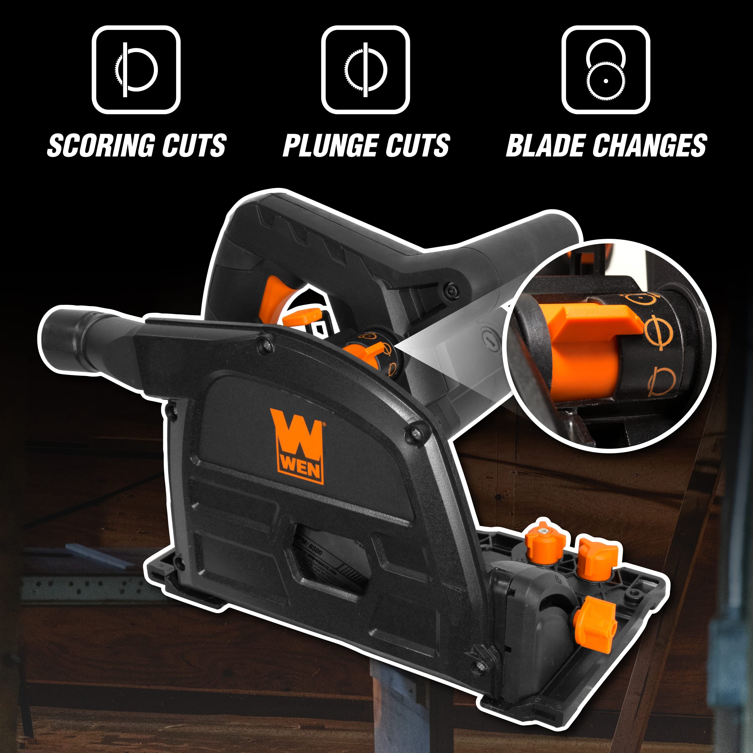 WEN Cordless 6.5-Inch Track Saw, Brushless with Variable Speed, Two 20V Max 4.0 Ah Batteries, and Charger (20691)