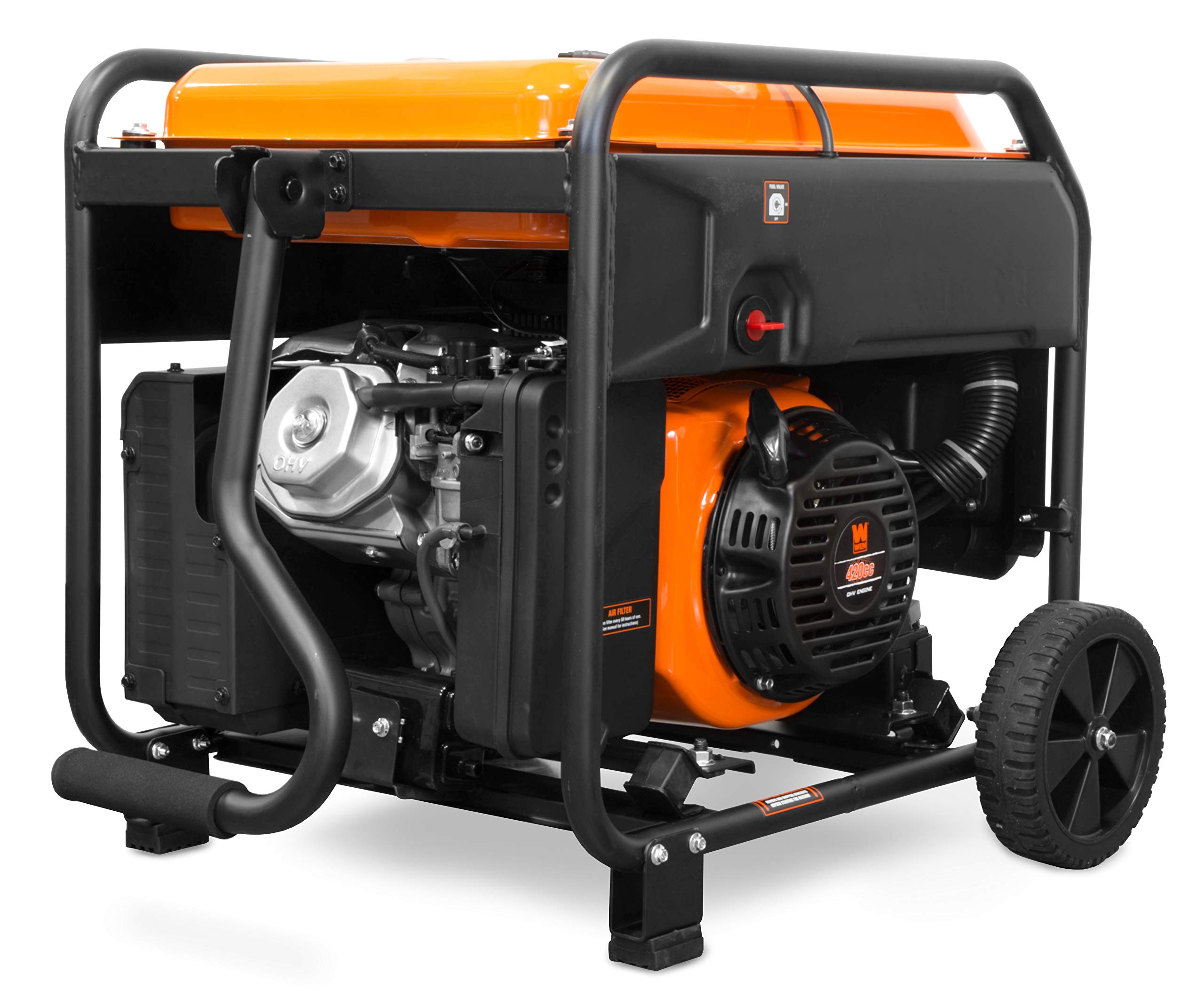 WEN GN400i RV-Ready 4000-Watt Open Frame Inverter Generator, CARB Compliant, Black/orange