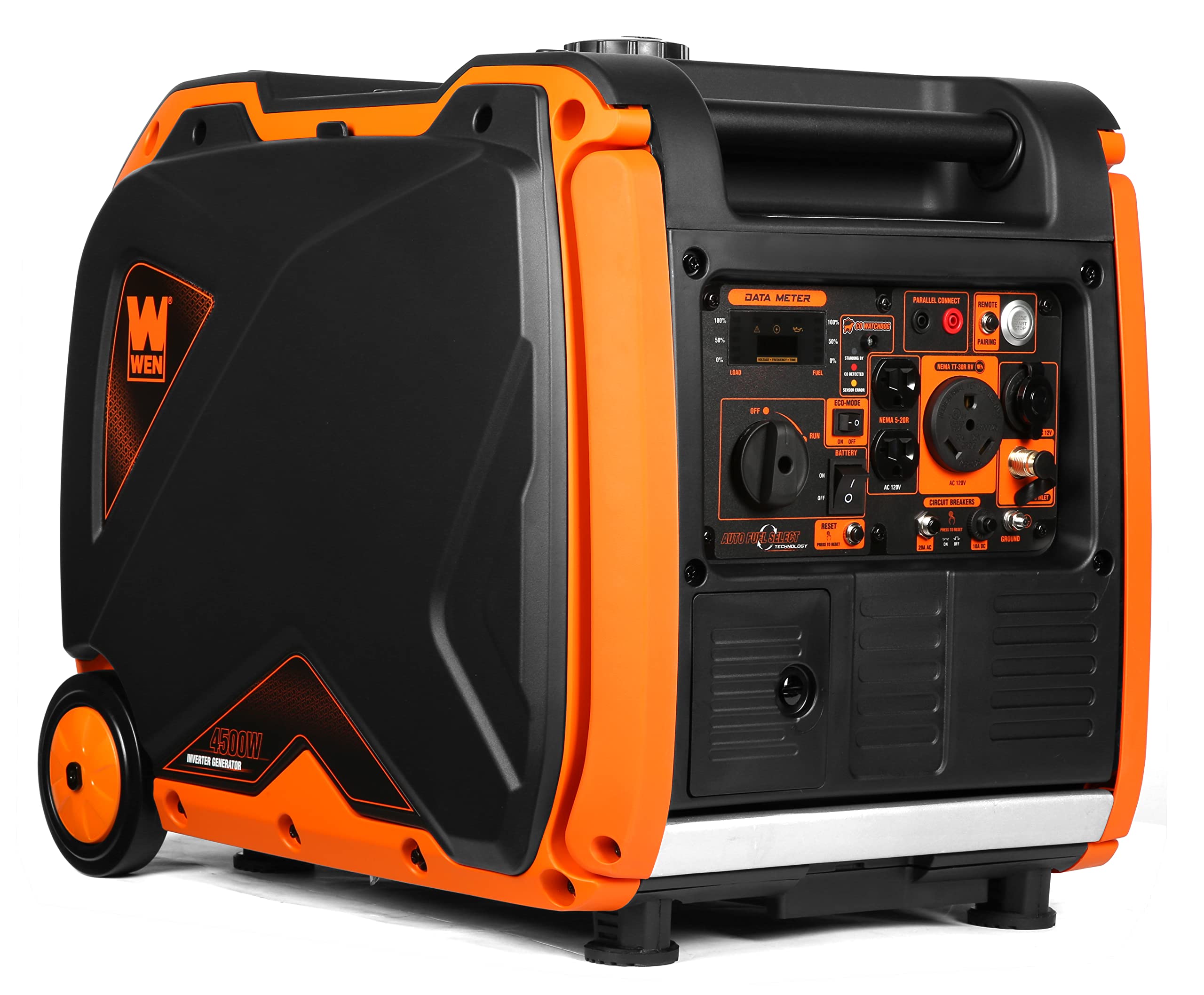 WEN DF451i Super Quiet 4500-Watt Electric Start Dual Fuel RV-Ready Portable Inverter Generator with Fuel Shut-Off