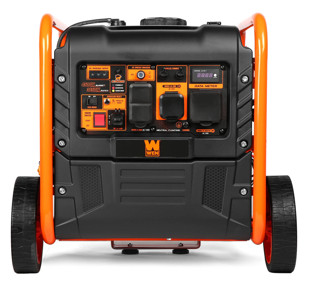 WEN GN400i RV-Ready 4000-Watt Open Frame Inverter Generator, CARB Compliant, Black/orange