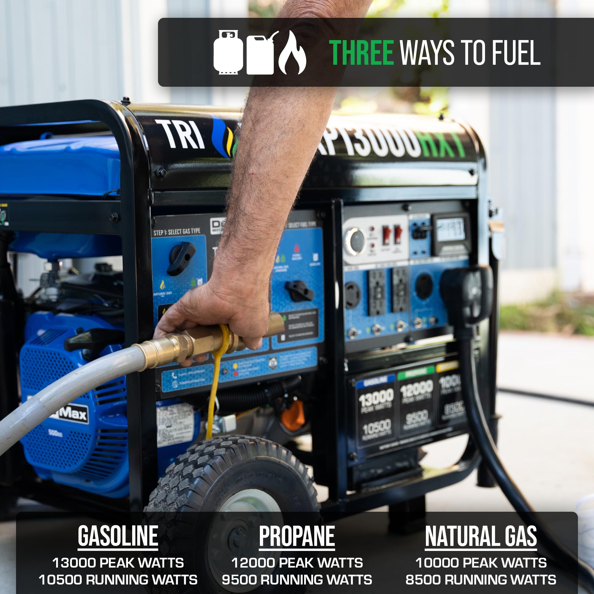 DuroMax XP13000HX 13,000-Watt Dual Fuel Portable Generator - Gas & Propane, Electric Start, Whole Home Power Backup, Transfer Switch Ready, RV & Emergency Ready