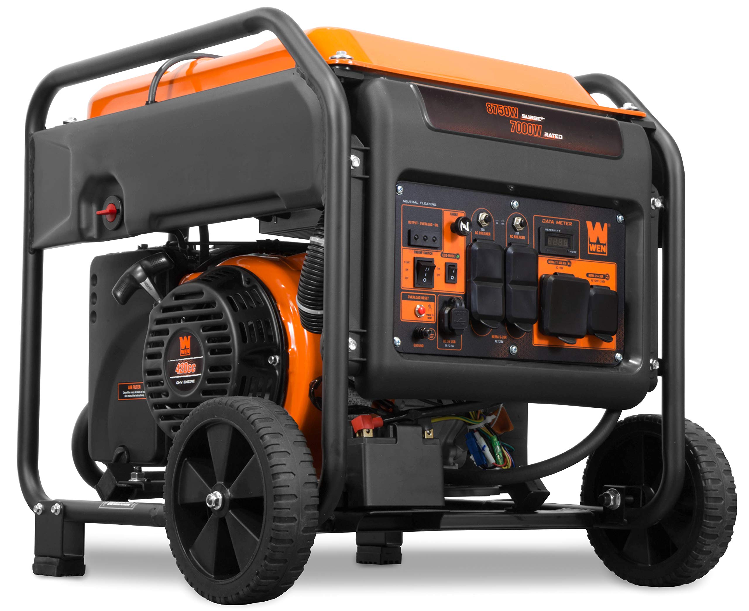 WEN GN400i RV-Ready 4000-Watt Open Frame Inverter Generator, CARB Compliant, Black/orange
