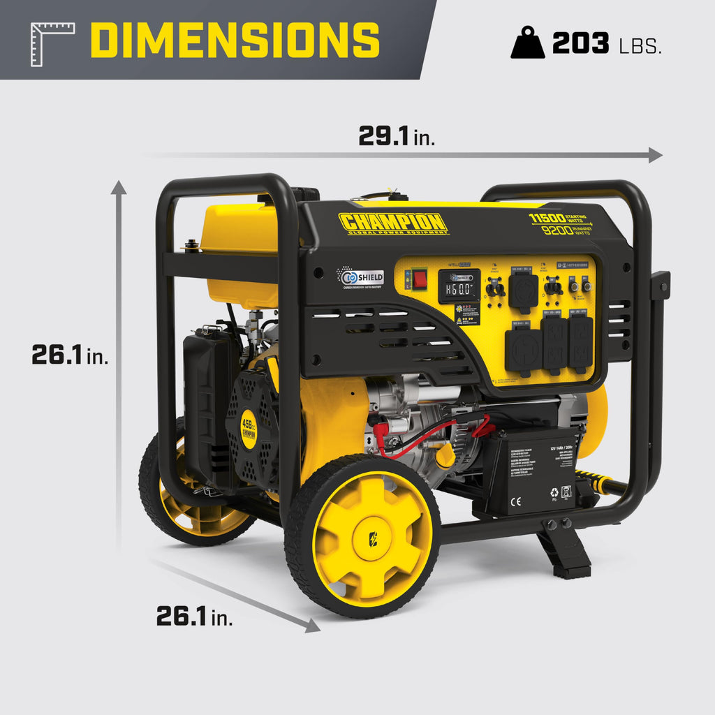 Champion Power Equipment 11,500-Watt Electric Start Home Backup Portable Generator with Free 3-Year Warranty