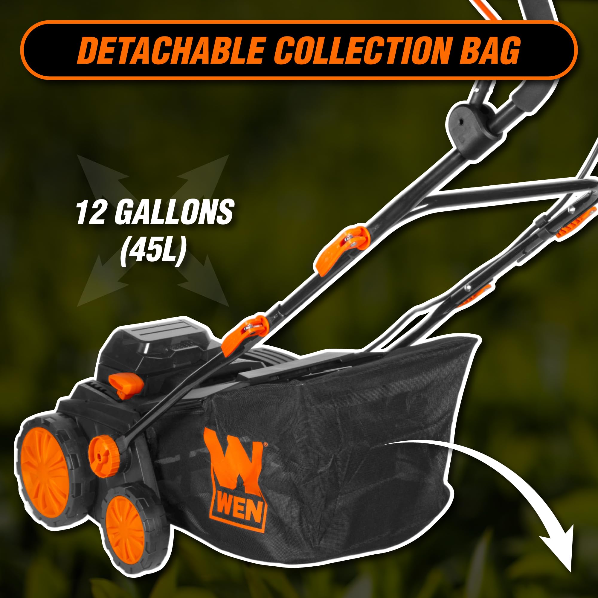 WEN DT1516 16-Inch 15-Amp 2-in-1 Electric Dethatcher and Scarifier with Collection Bag, Black