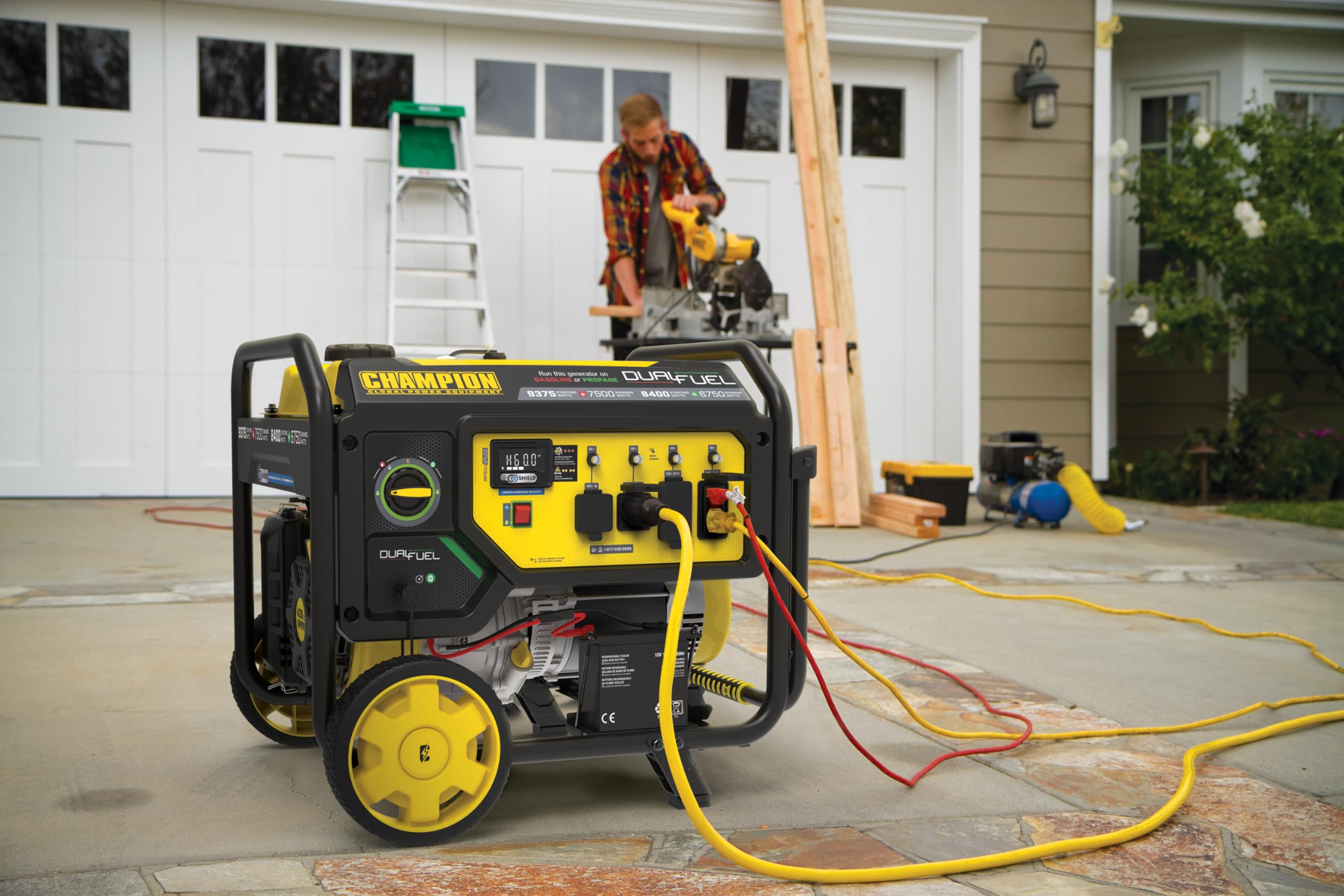 Champion Power Equipment 9375-Watt Dual Fuel Portable Generator with Electric Start and Free 3-Year Warranty