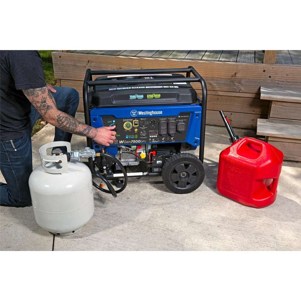 Westinghouse 9500 Peak Watt Dual Fuel Home Backup Portable Generator, Remote Electric Start, Transfer Switch Ready, Gas & Propane Powered