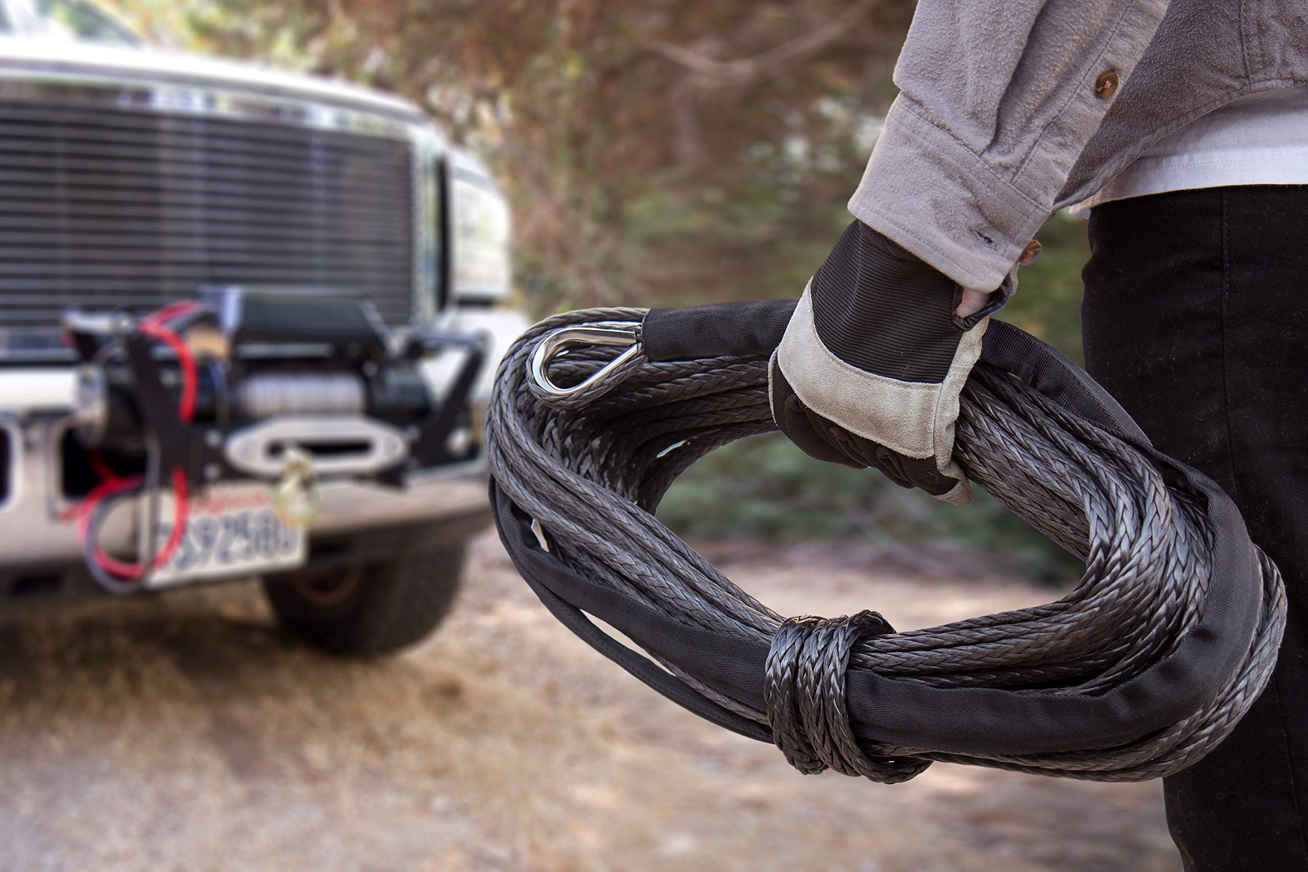 Champion 85-Foot Gray Dyneema® Synthetic Winch Rope for 8000-12,000-lb. Truck/SUV Winches