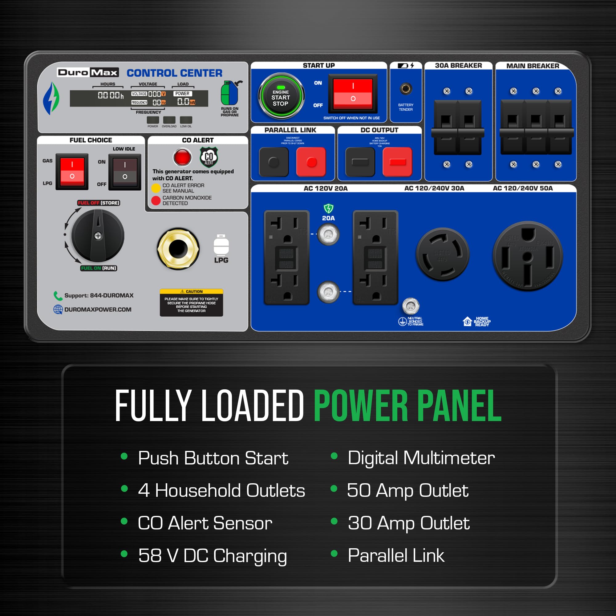 DuroMax XP16000iH 16,000-Watt Dual Fuel Portable Digital Inverter Generator - Gas & Propane, Remote Electric Start, Whole Home Power Backup, Transfer Switch Ready, RV & Emergency Ready