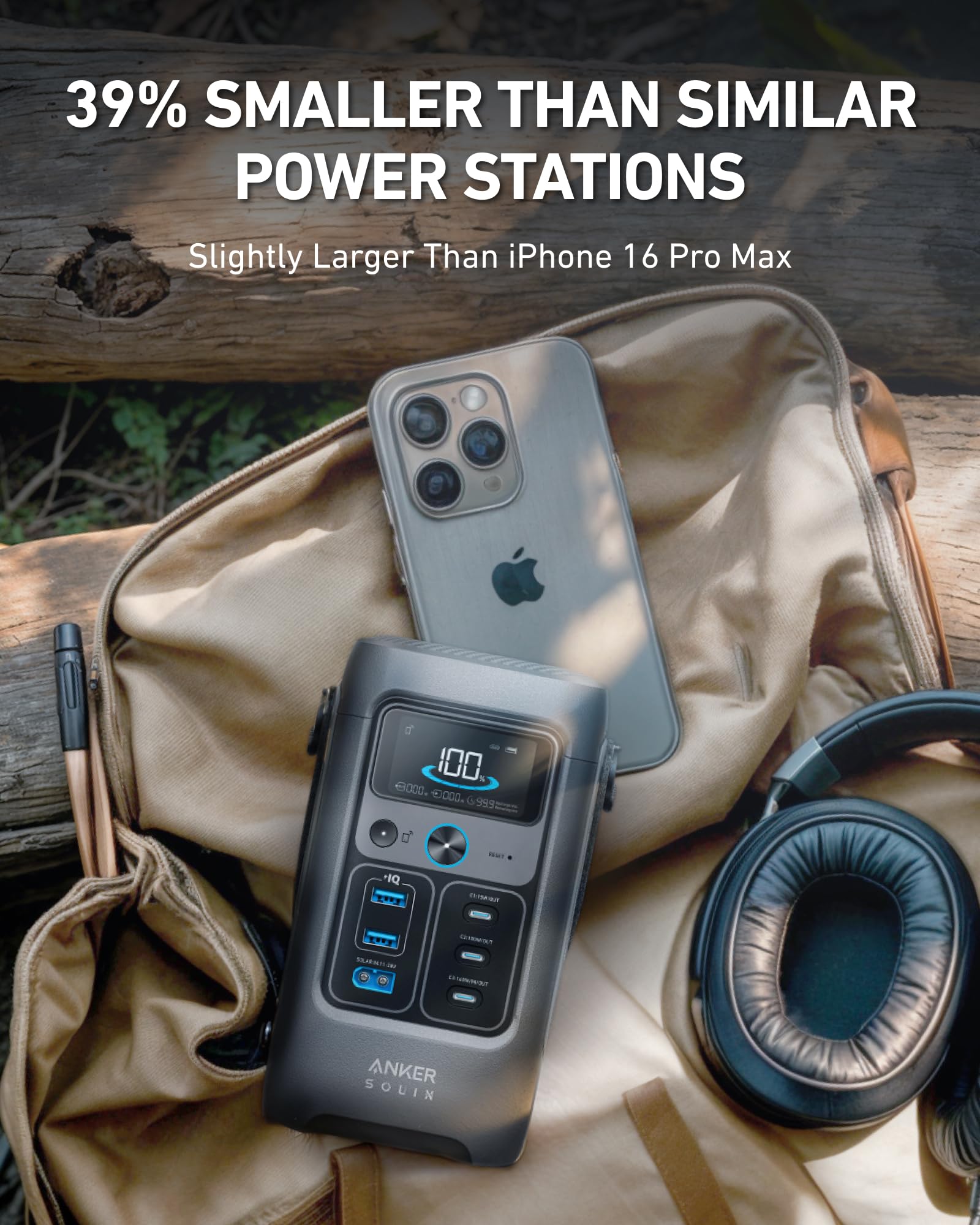 Anker SOLIX C300 DC Power Bank Station and 60W Solar Panel, 288Wh Portable Power Station, LiFePO4 Battery, 300W Solar Generator, for Outdoor, Camping, Traveling, and Emergencies