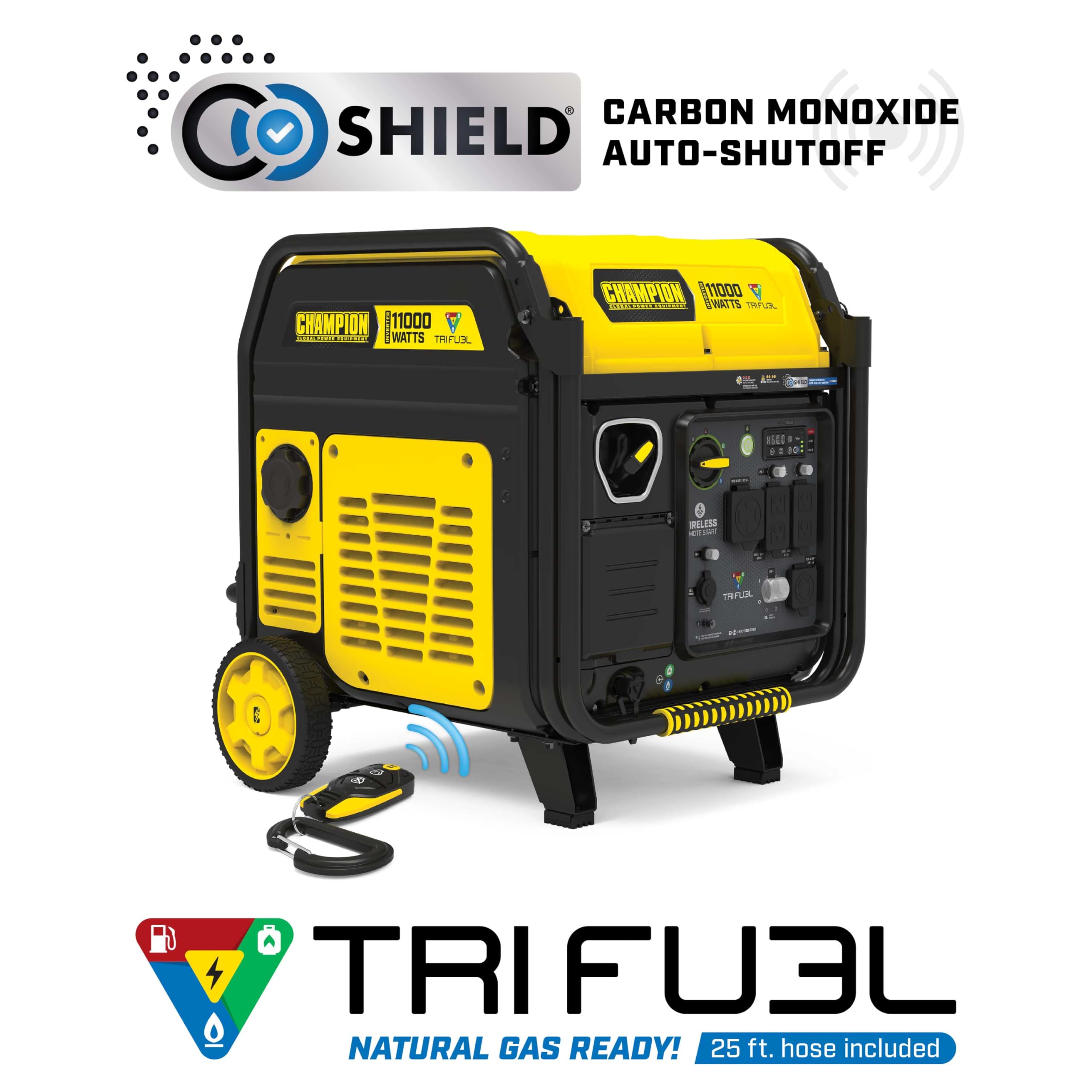 Champion Power Equipment 11,000-Watt Wireless Remote Start Tri Fuel Home Backup Portable Inverter Generator with Quiet Technology and Free 3-Year Warranty