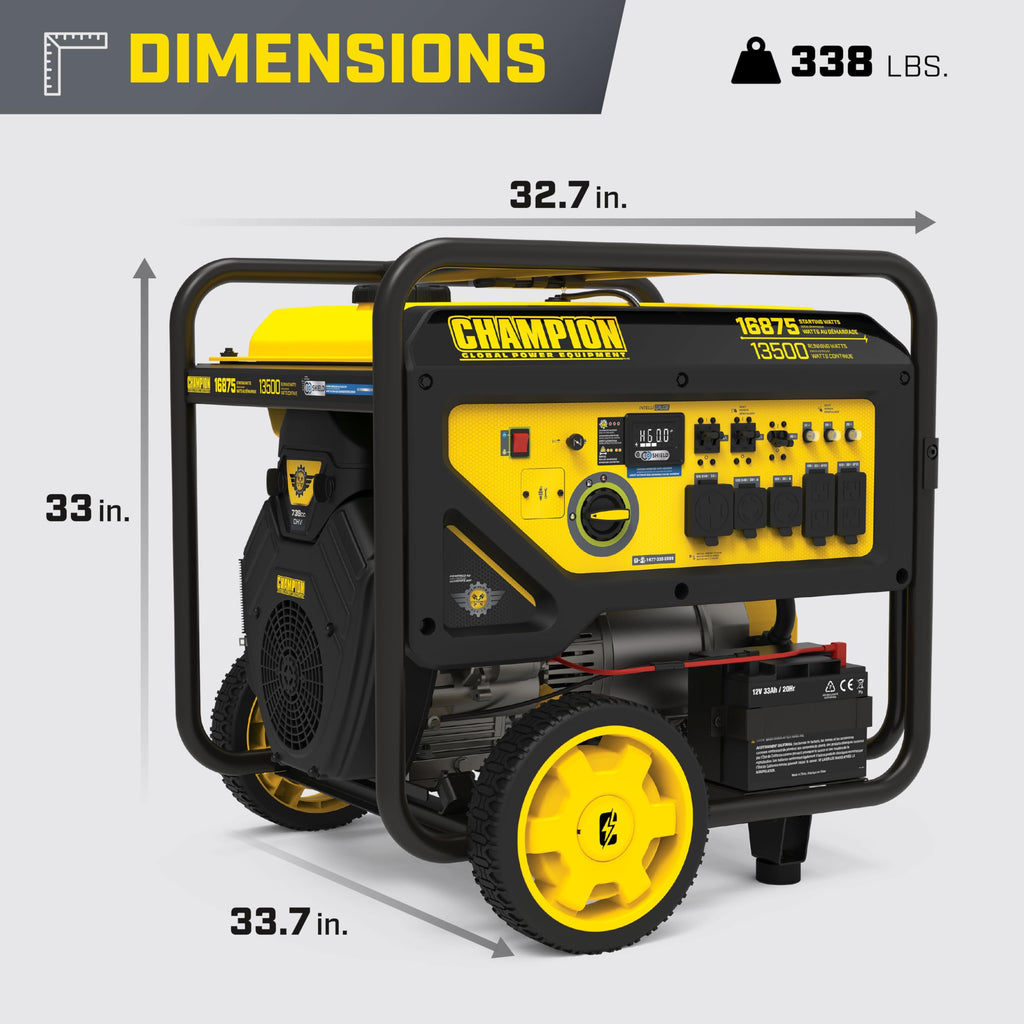 Champion Power Equipment 16,875-Watt Electric Start Home Backup Portable Generator with Free 3-Year Warranty