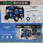 DuroMax XP12000HX 12,000-Watt Dual Fuel Portable Generator - Gas & Propane, Electric Start, Whole Home Power Backup, Transfer Switch Ready, RV & Emergency Ready