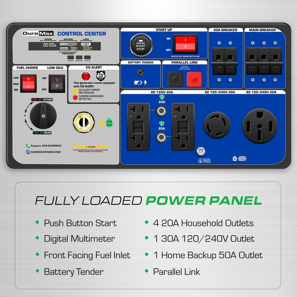 DuroMax XP16000iH 16,000-Watt Dual Fuel Portable Digital Inverter Generator - Gas & Propane, Remote Electric Start, Whole Home Power Backup, Transfer Switch Ready, RV & Emergency Ready