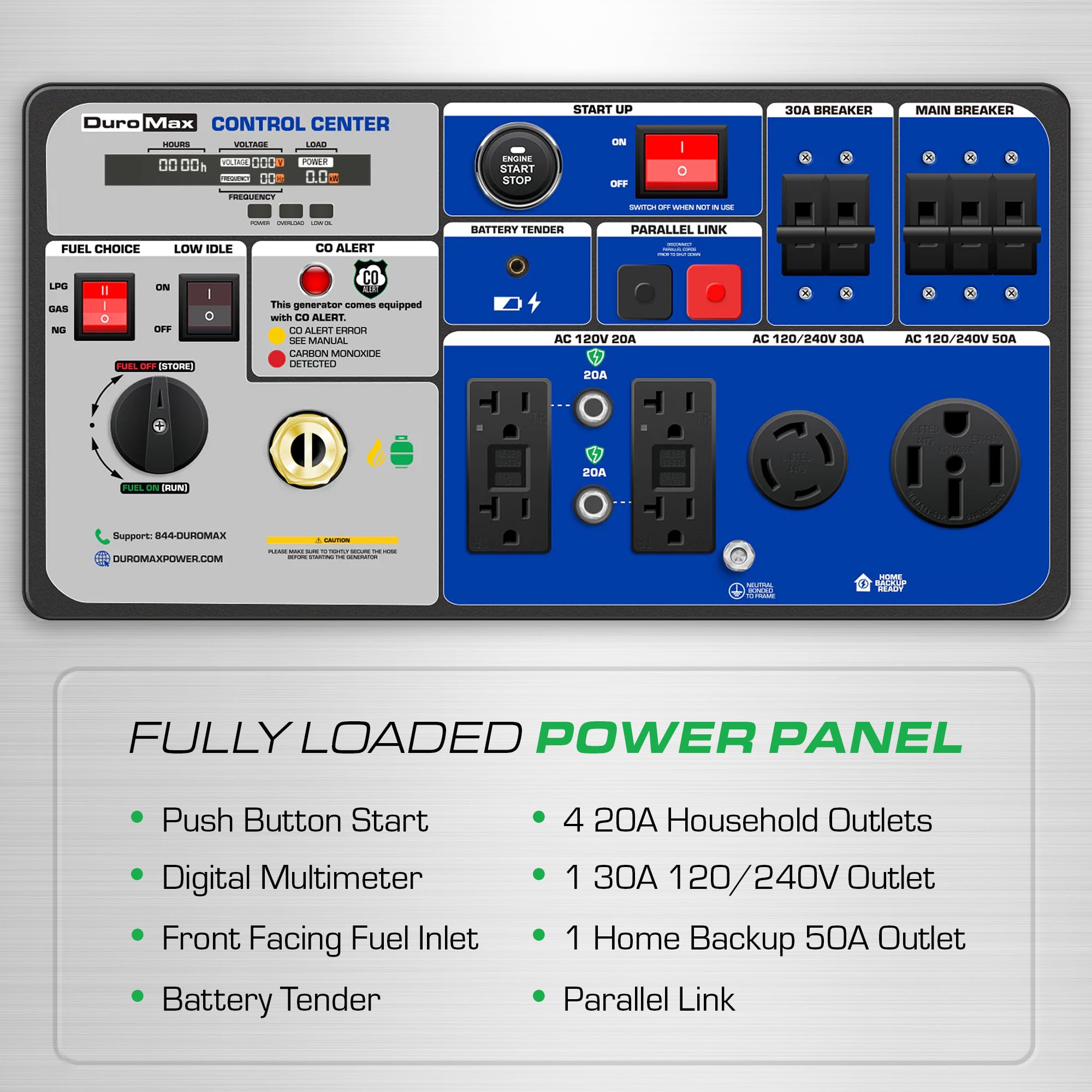 DuroMax XP16000iH 16,000-Watt Dual Fuel Portable Digital Inverter Generator - Gas & Propane, Remote Electric Start, Whole Home Power Backup, Transfer Switch Ready, RV & Emergency Ready