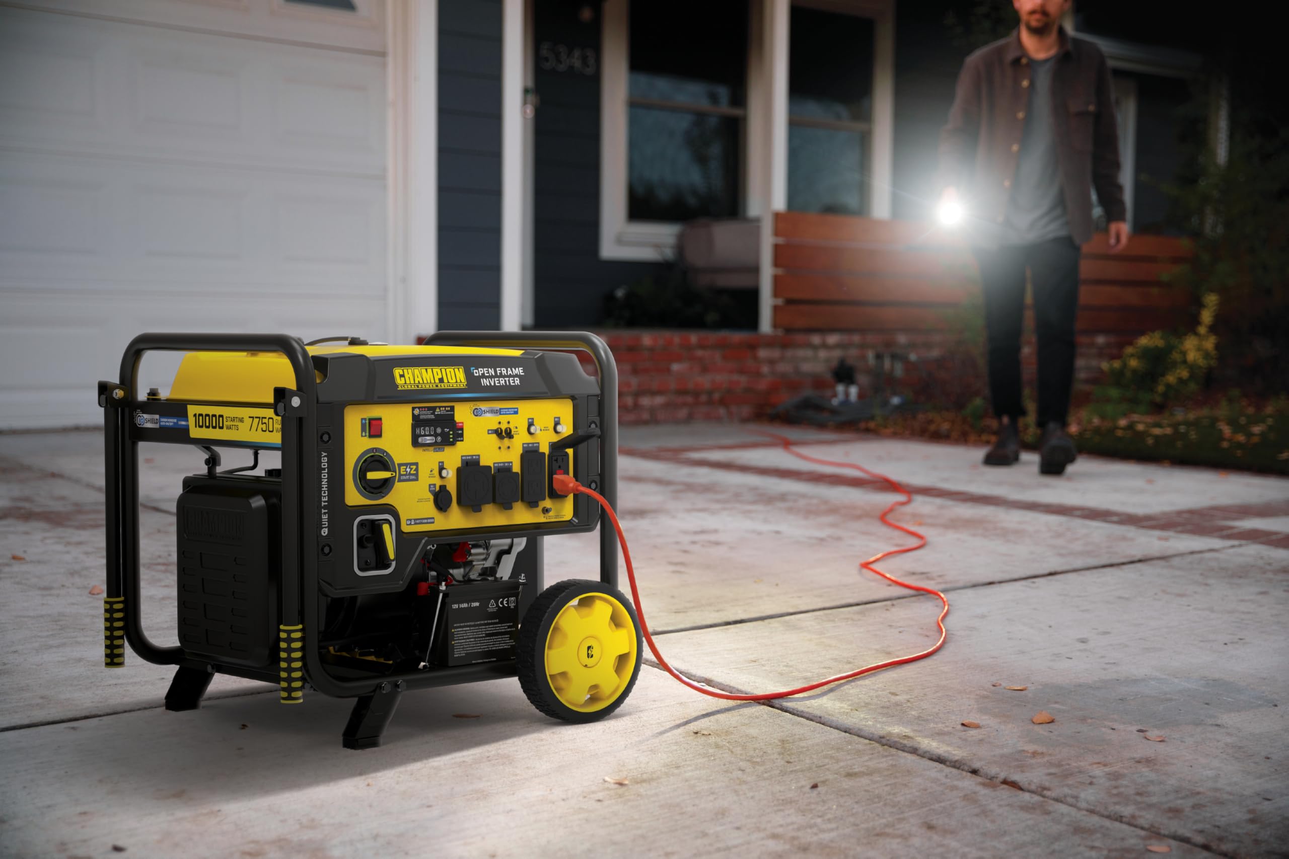 Champion Power Equipment 10,000-Watt Electric Start Home Backup Portable Open Frame Inverter Generator with Quiet Technology and Free 3-Year Warranty