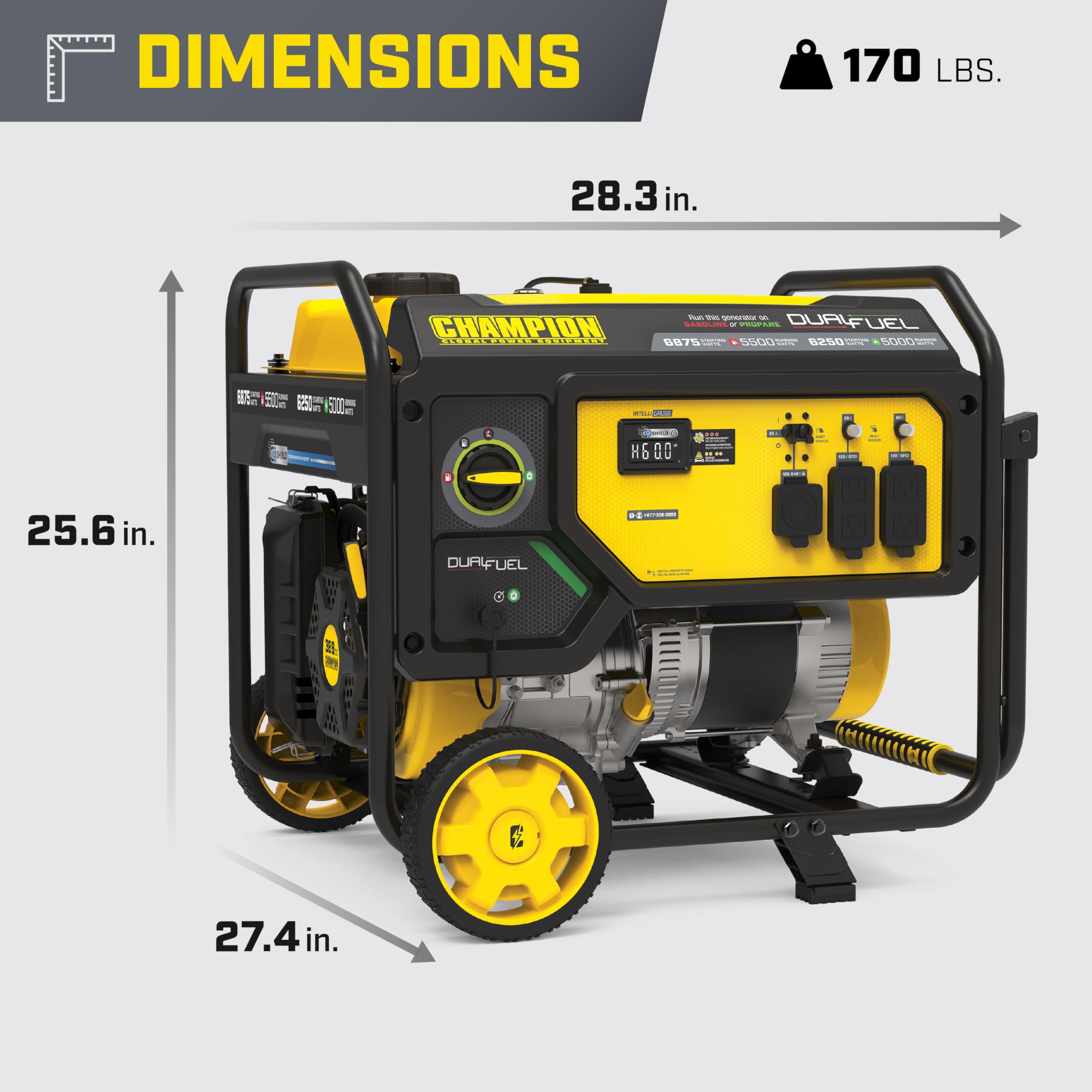 Champion Power Equipment 6875-Watt Dual Fuel Portable Generator with Free 3-Year Warranty