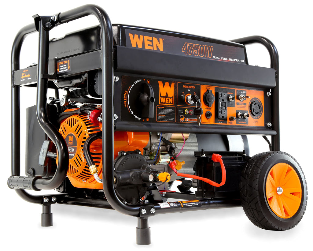 WEN 4,750-Watt 120V/240V Dual Fuel Portable Generator with Wheel Kit and Electric Start (DF475T)