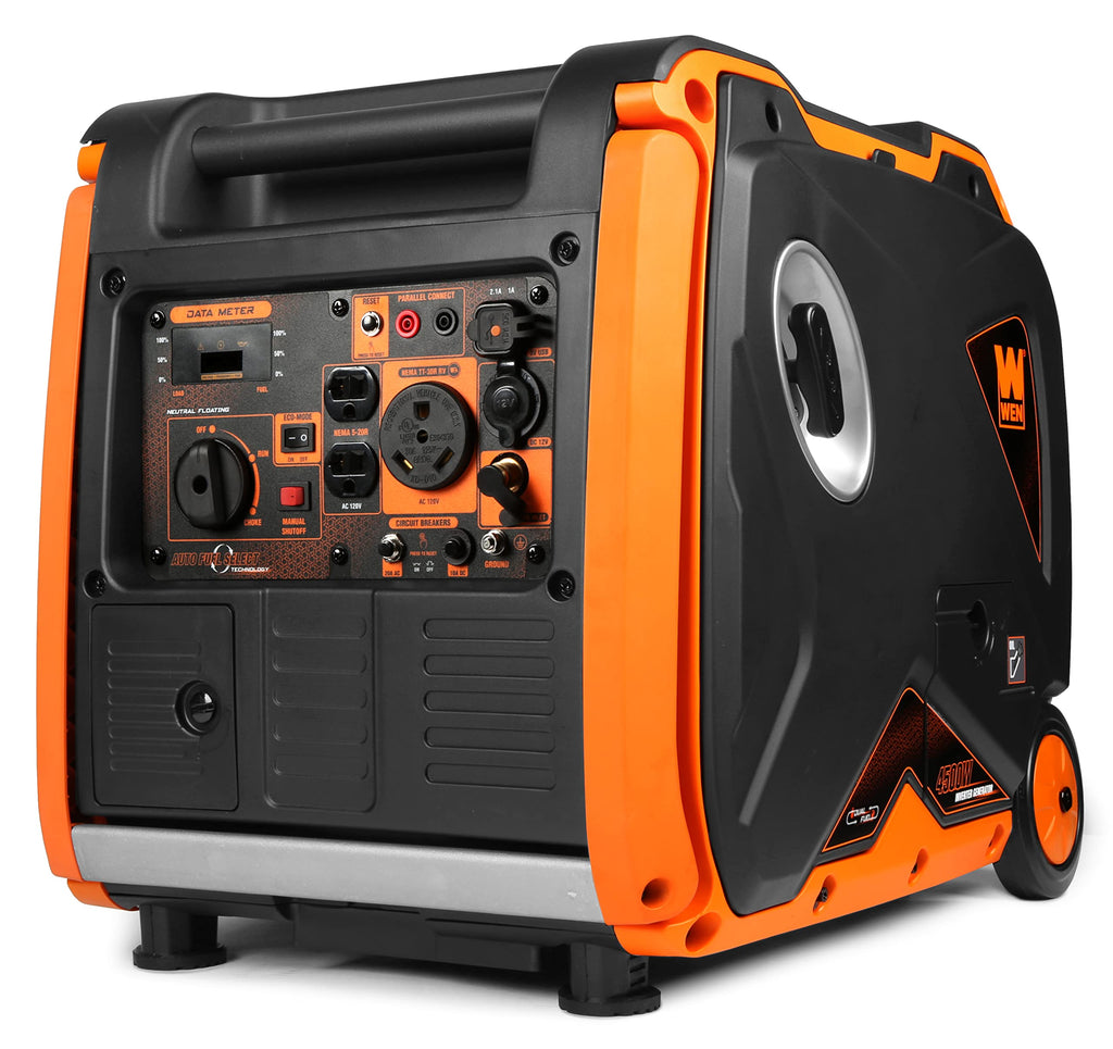 WEN DF451i Super Quiet 4500-Watt Electric Start Dual Fuel RV-Ready Portable Inverter Generator with Fuel Shut-Off
