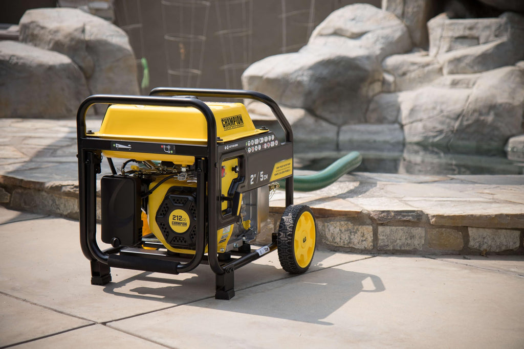 Champion Power Equipment 2-Inch Gas-Powered Semi-Trash Water Transfer Pump with Hose and Wheel Kit