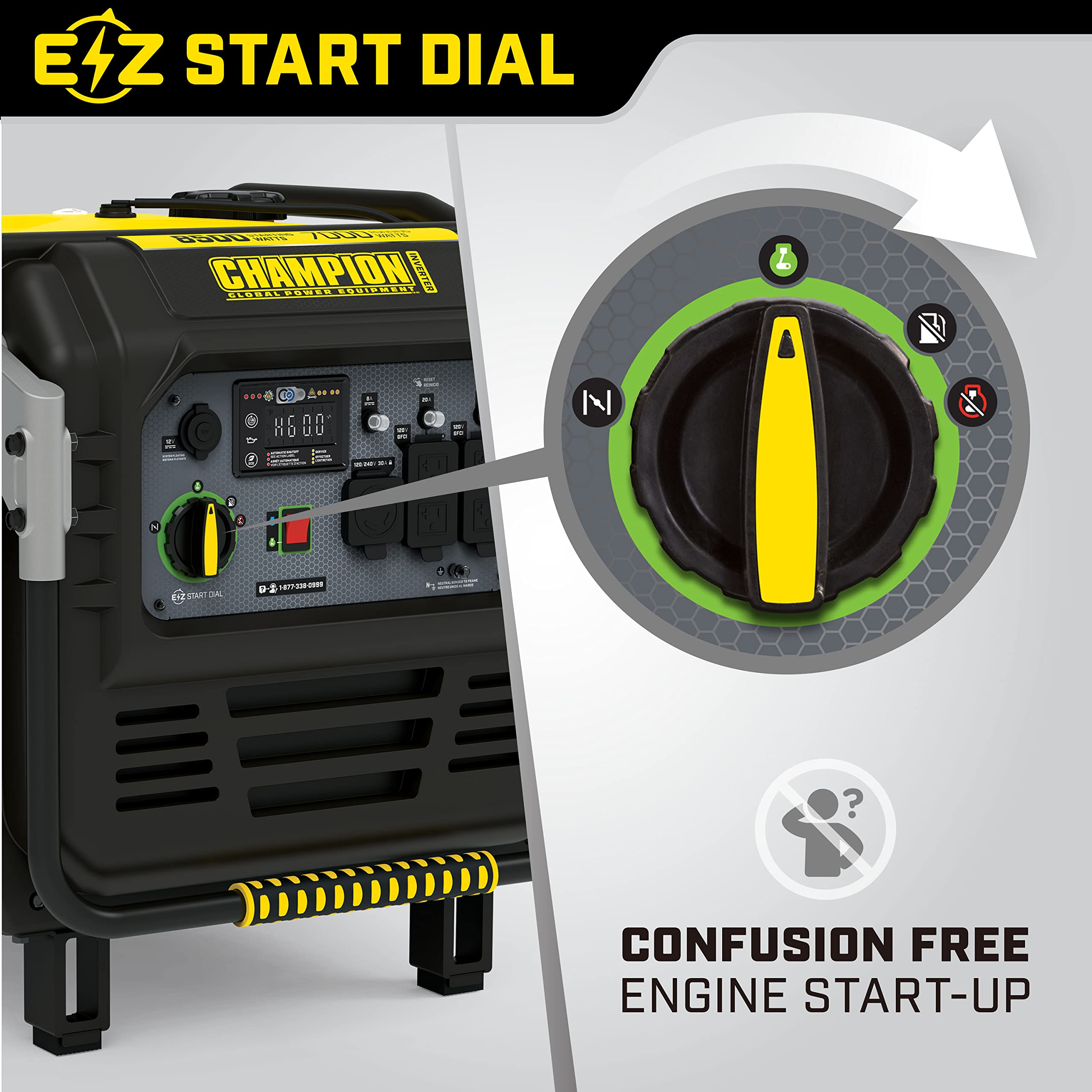 Champion Power Equipment 8500-Watt Electric Start Dual Fuel Home Backup Portable Inverter Generator with Quiet Technology and CO Shield