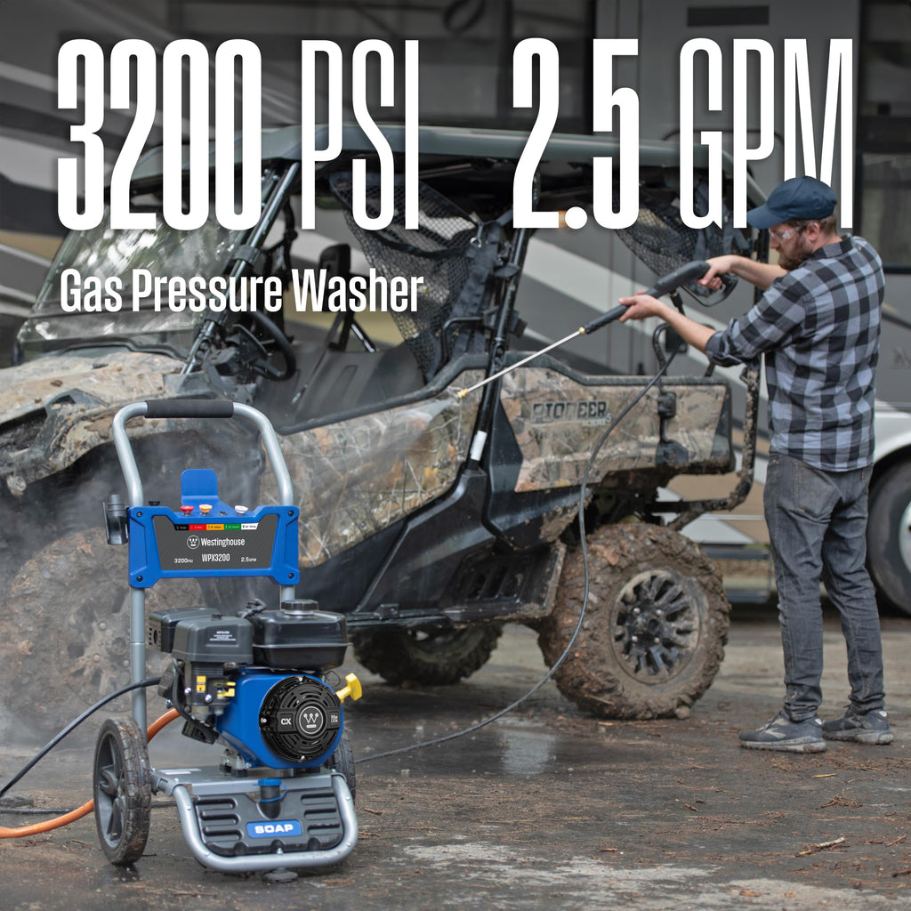 Westinghouse WPX2700 Gas Pressure Washer, 2700 PSI and 2.3 GPM, Onboard Soap Tank, Spray Gun and Wand, 5 Nozzle Set, for Cars/Fences/Driveways/Homes/Patios/Furniture