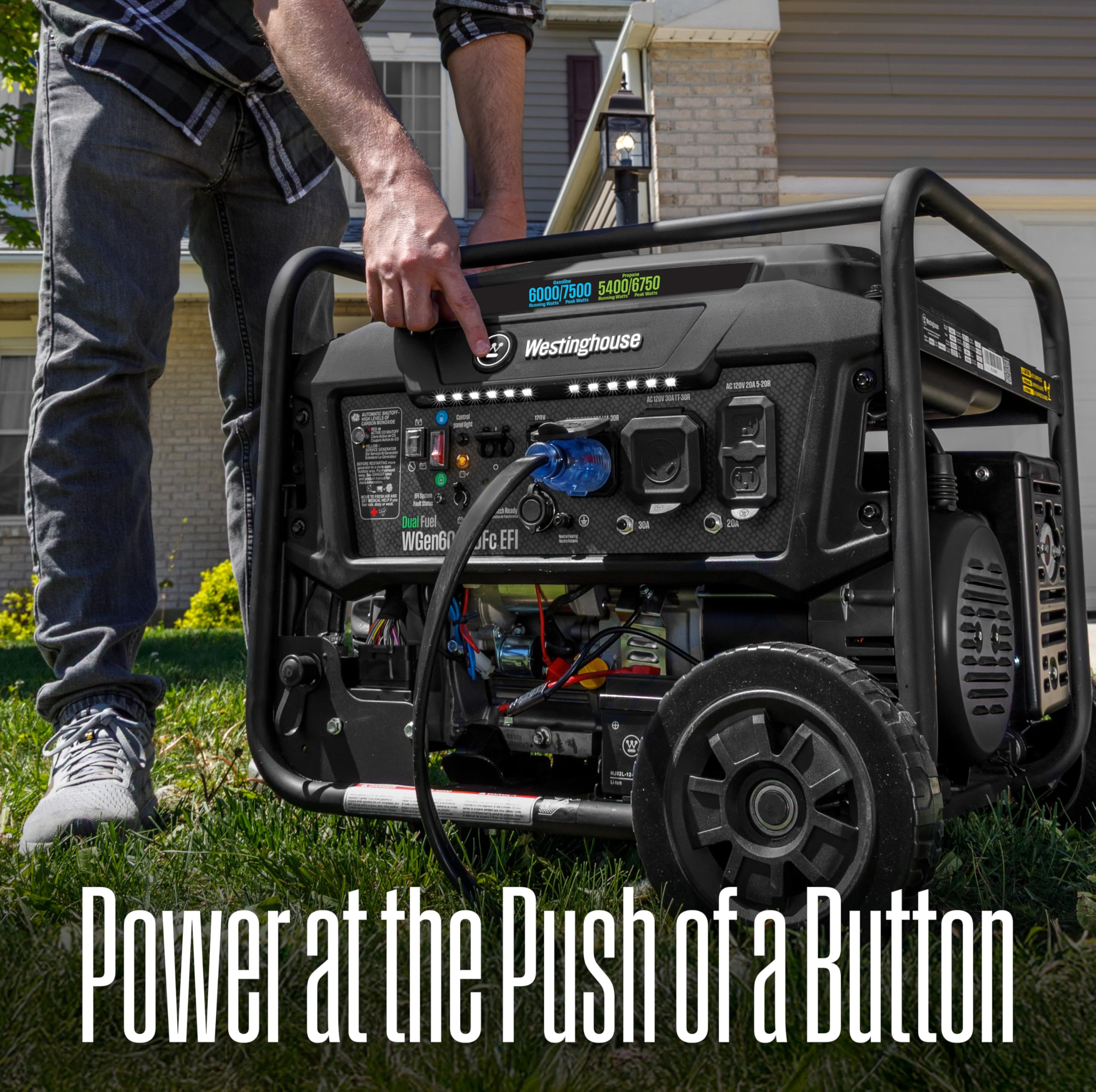 Westinghouse 9500 Peak Watt Dual Fuel Home Backup Portable Generator, Remote Electric Start, Transfer Switch Ready, Gas & Propane Powered