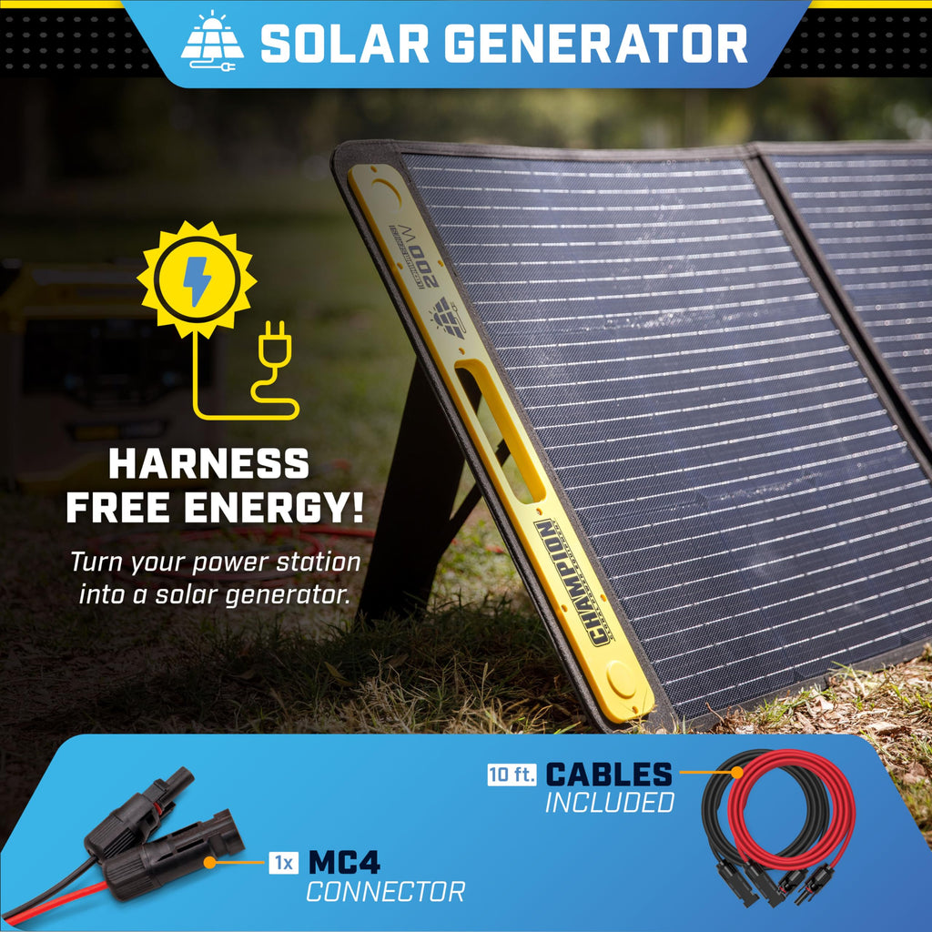 Champion Power Equipment 579-Wh Portable Solar Power Station and 200-Watt Solar Panel