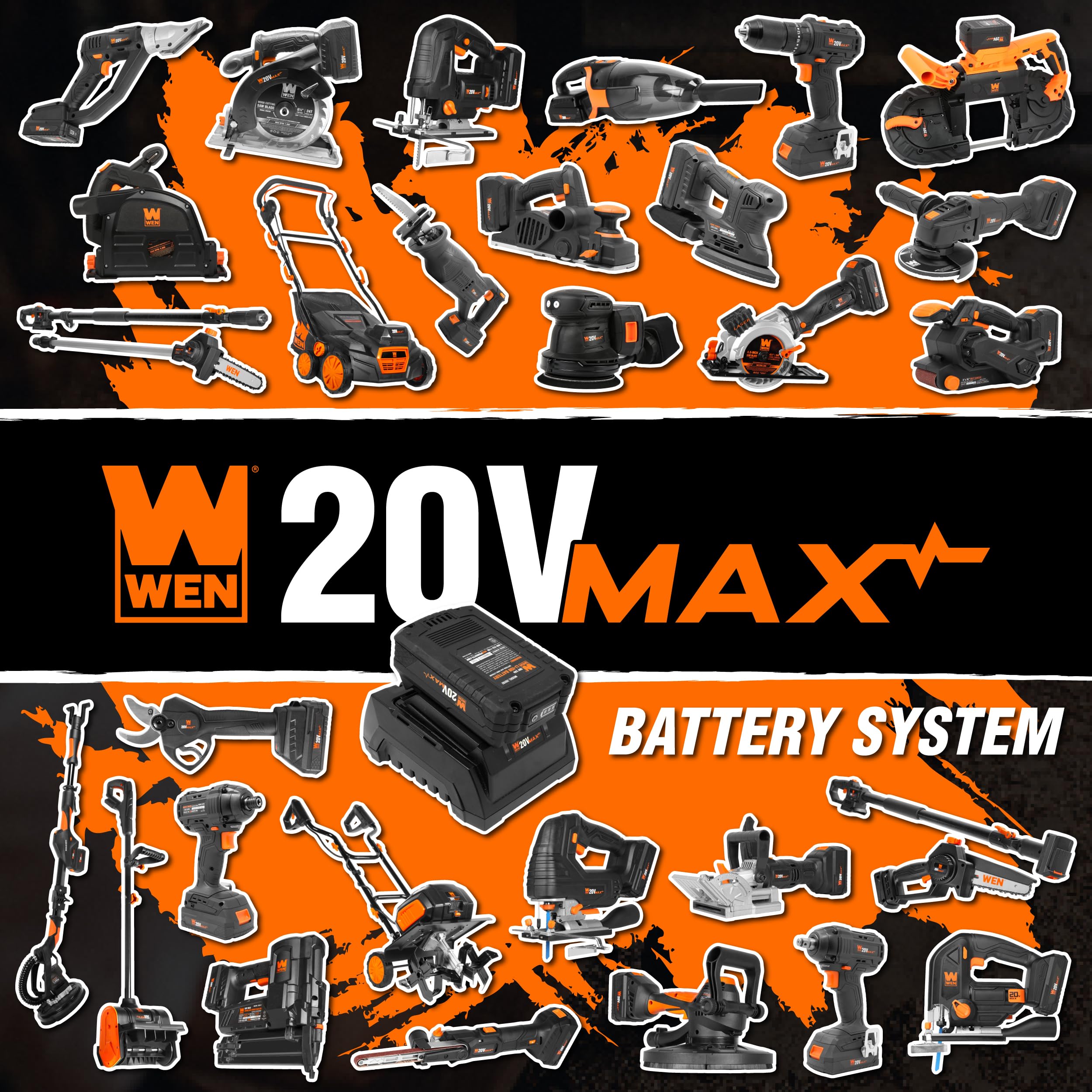 WEN Cordless Jigsaw, Brushless with Variable Speed, 20V Max 4.0 Ah Lithium Ion Battery and Charger (20667)
